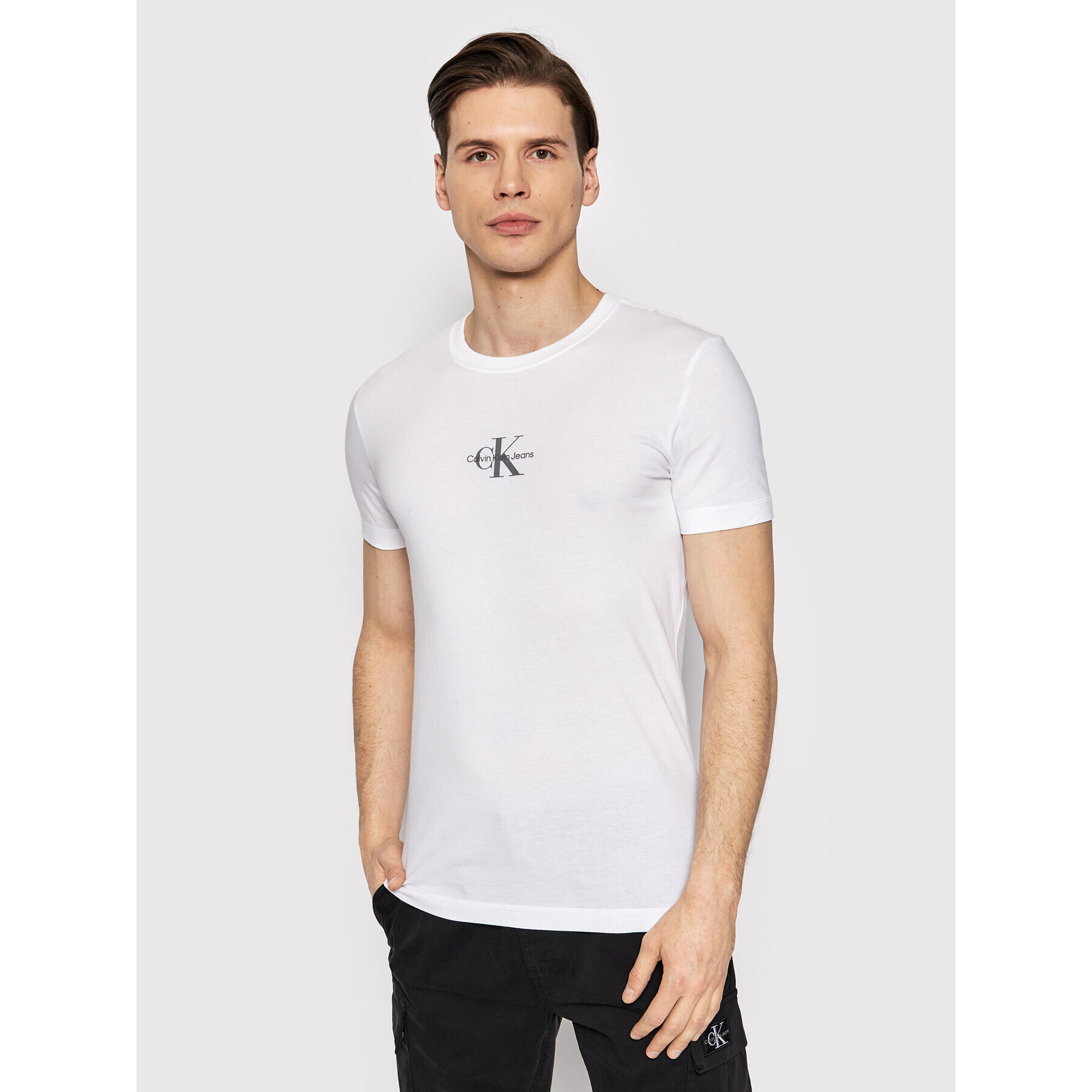 Calvin Klein Jeans Тишърт J30J319877 Бял Regular Fit - Pepit.bg