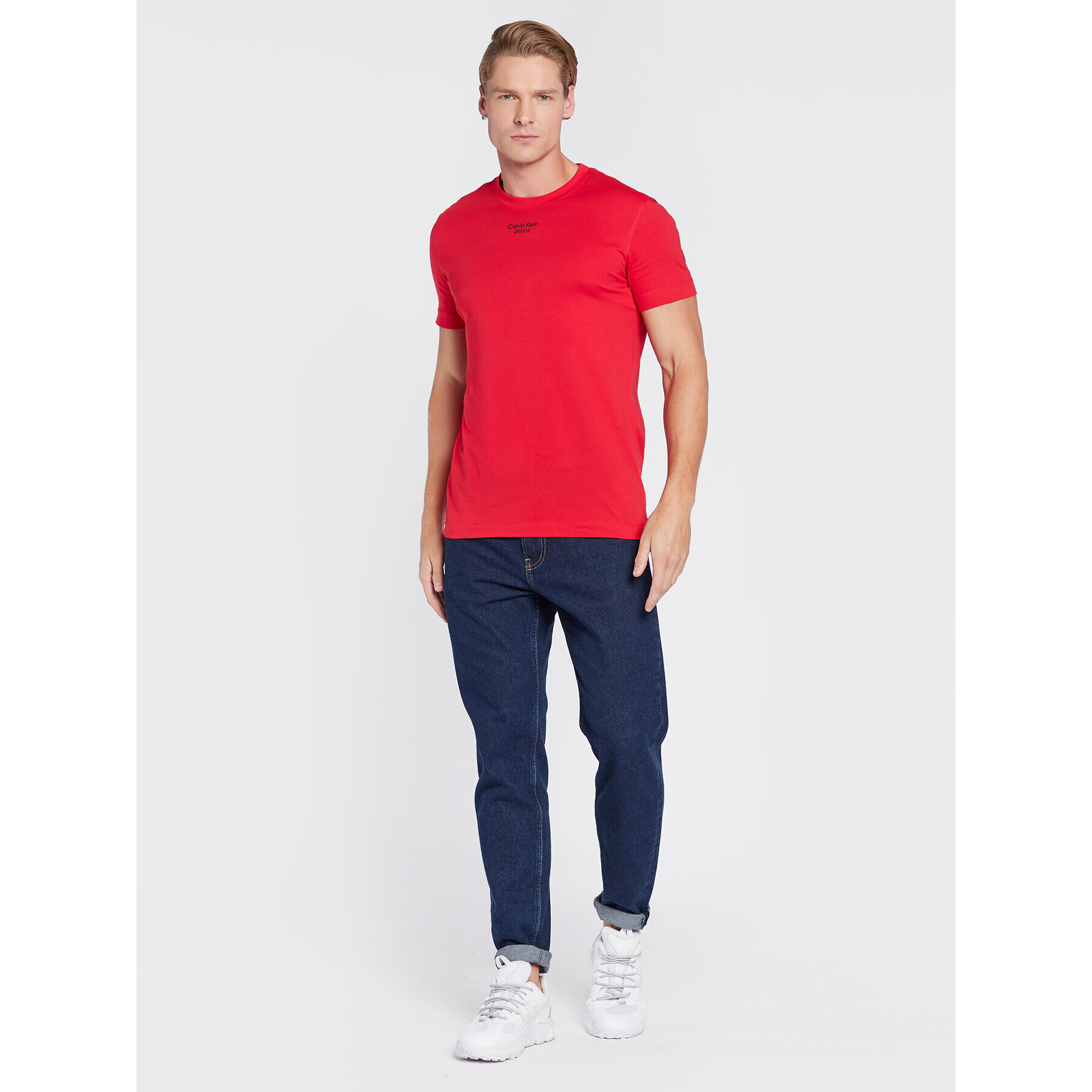 Calvin Klein Jeans Тишърт J30J320595 Червен Slim Fit - Pepit.bg