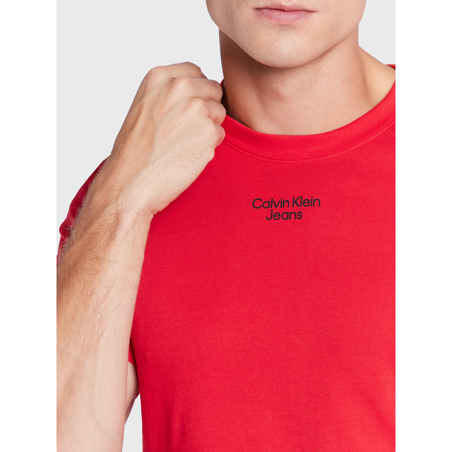 Calvin Klein Jeans Тишърт J30J320595 Червен Slim Fit - Pepit.bg