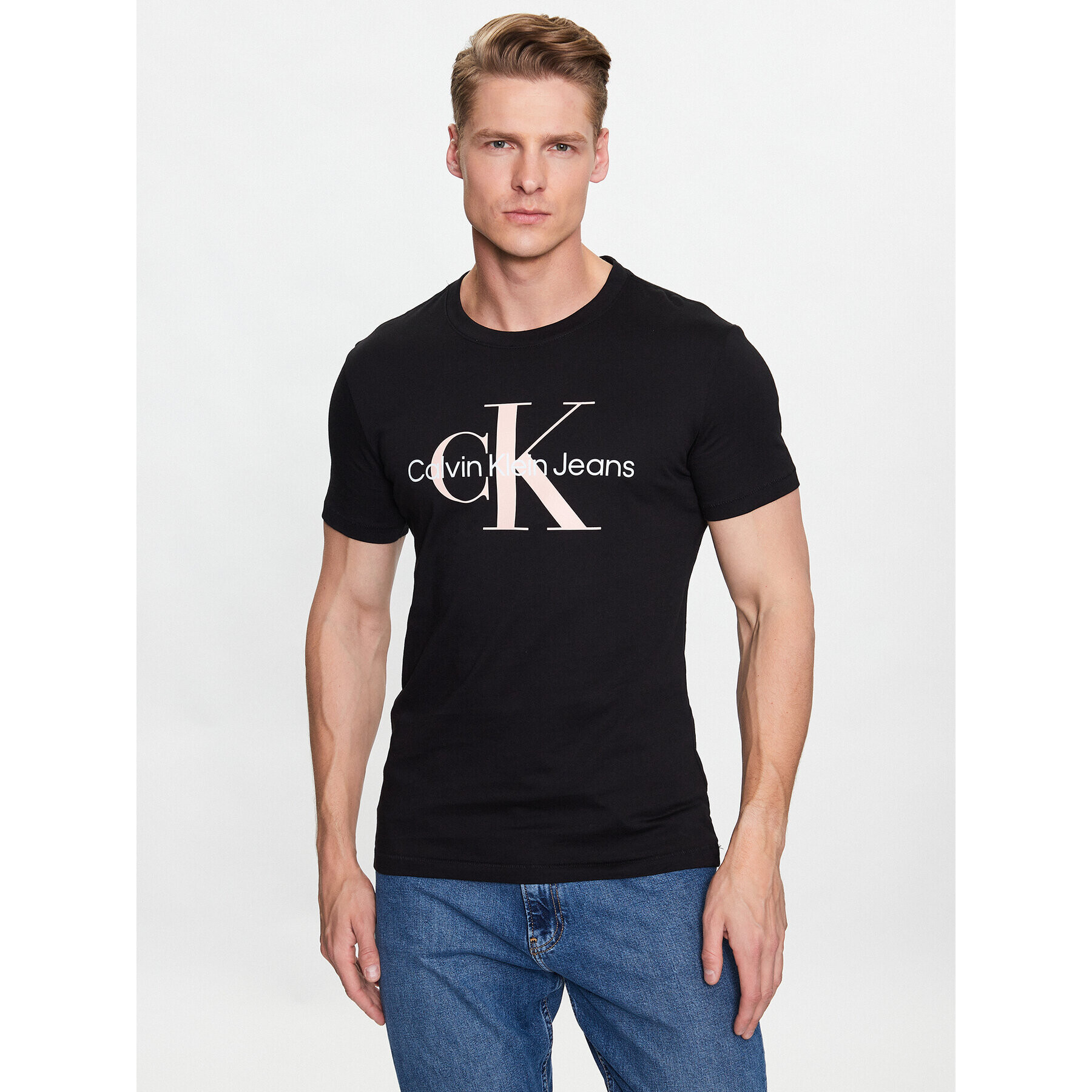 Calvin Klein Jeans Тишърт J30J320806 Черен Regular Fit - Pepit.bg
