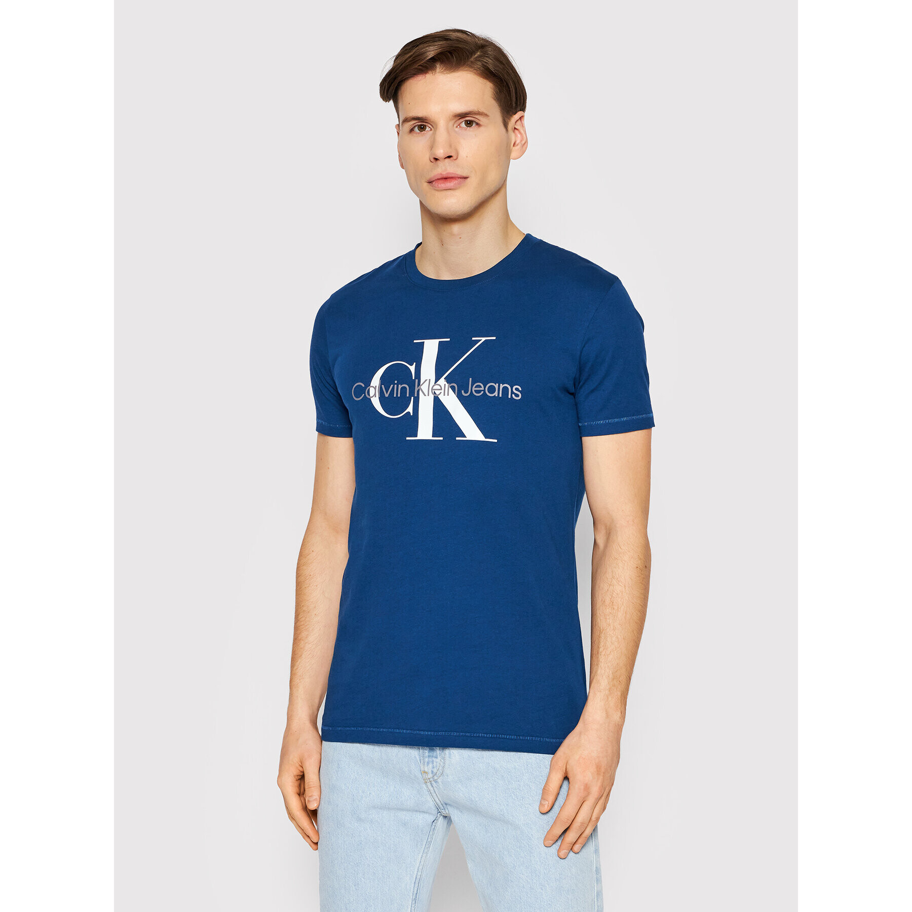 Calvin Klein Jeans Тишърт J30J320806 Син Slim Fit - Pepit.bg