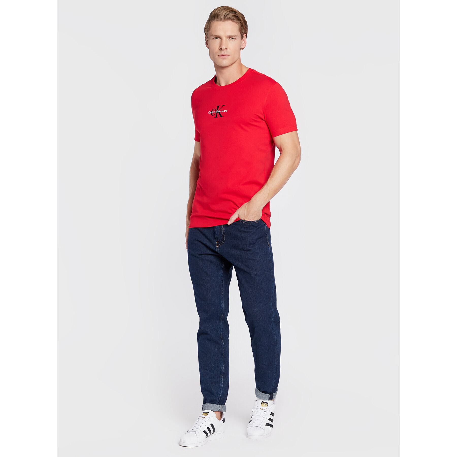 Calvin Klein Jeans Тишърт J30J320855 Червен Regular Fit - Pepit.bg