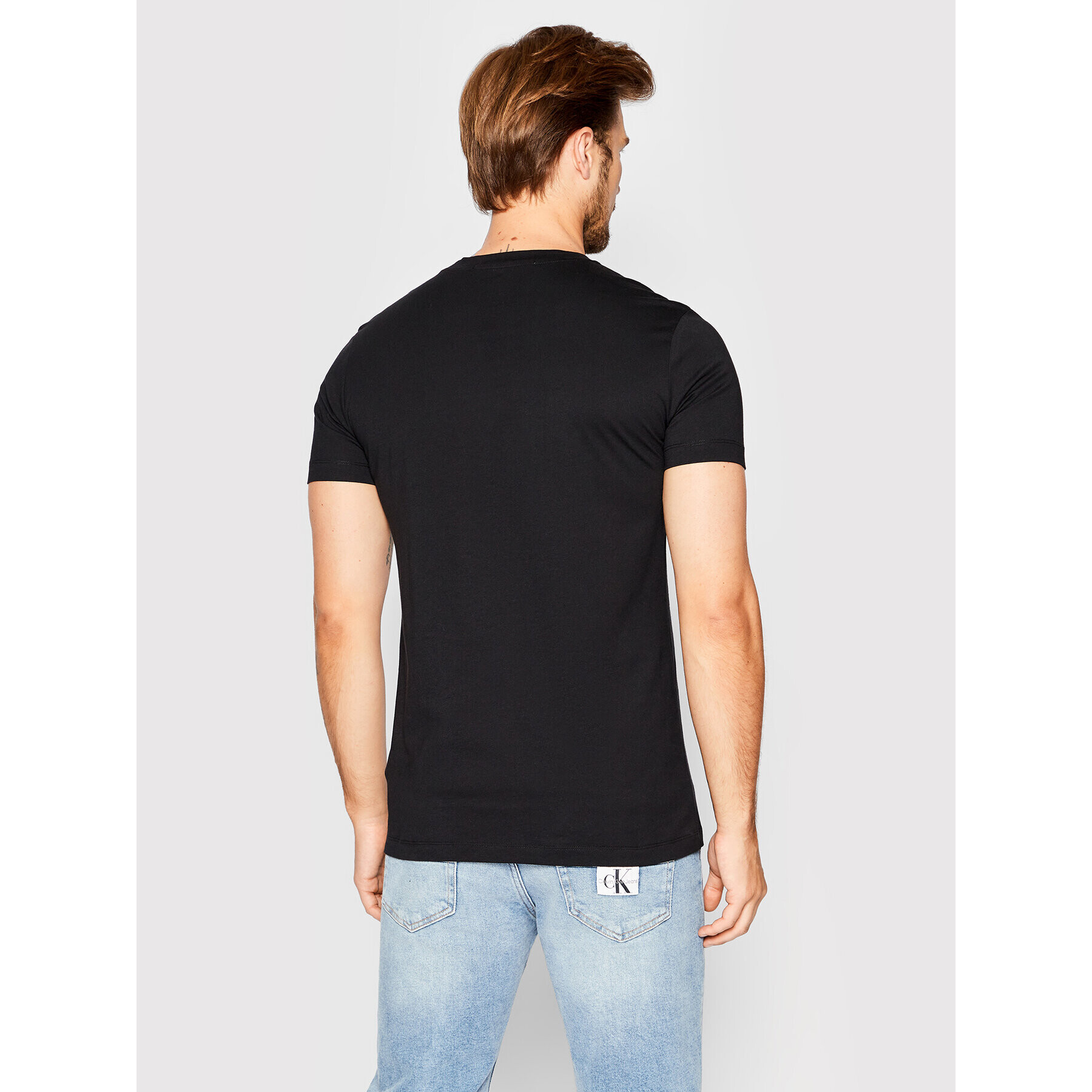 Calvin Klein Jeans Тишърт J30J320935 Черен Slim Fit - Pepit.bg