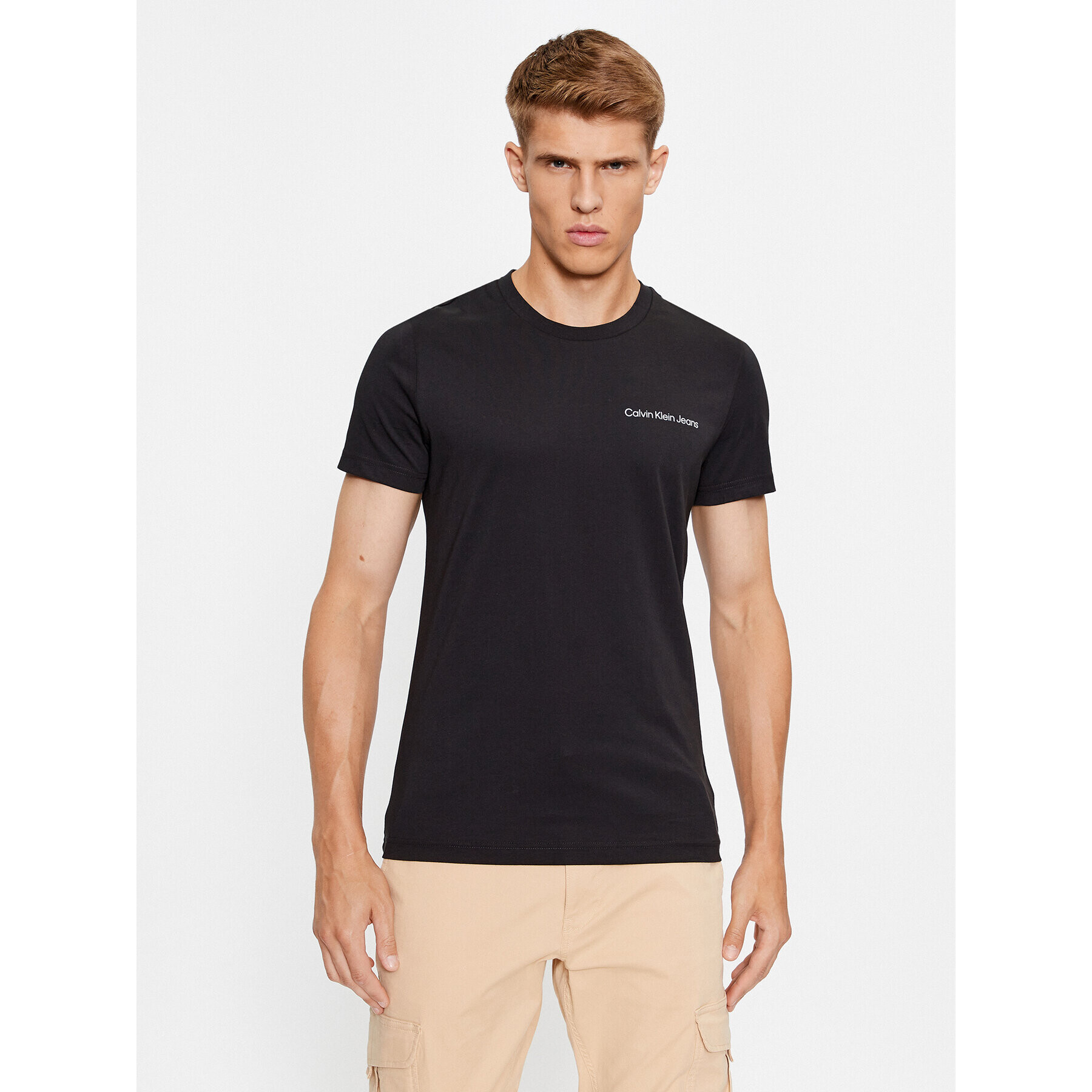Calvin Klein Jeans Тишърт J30J322547 Черен Slim Fit - Pepit.bg