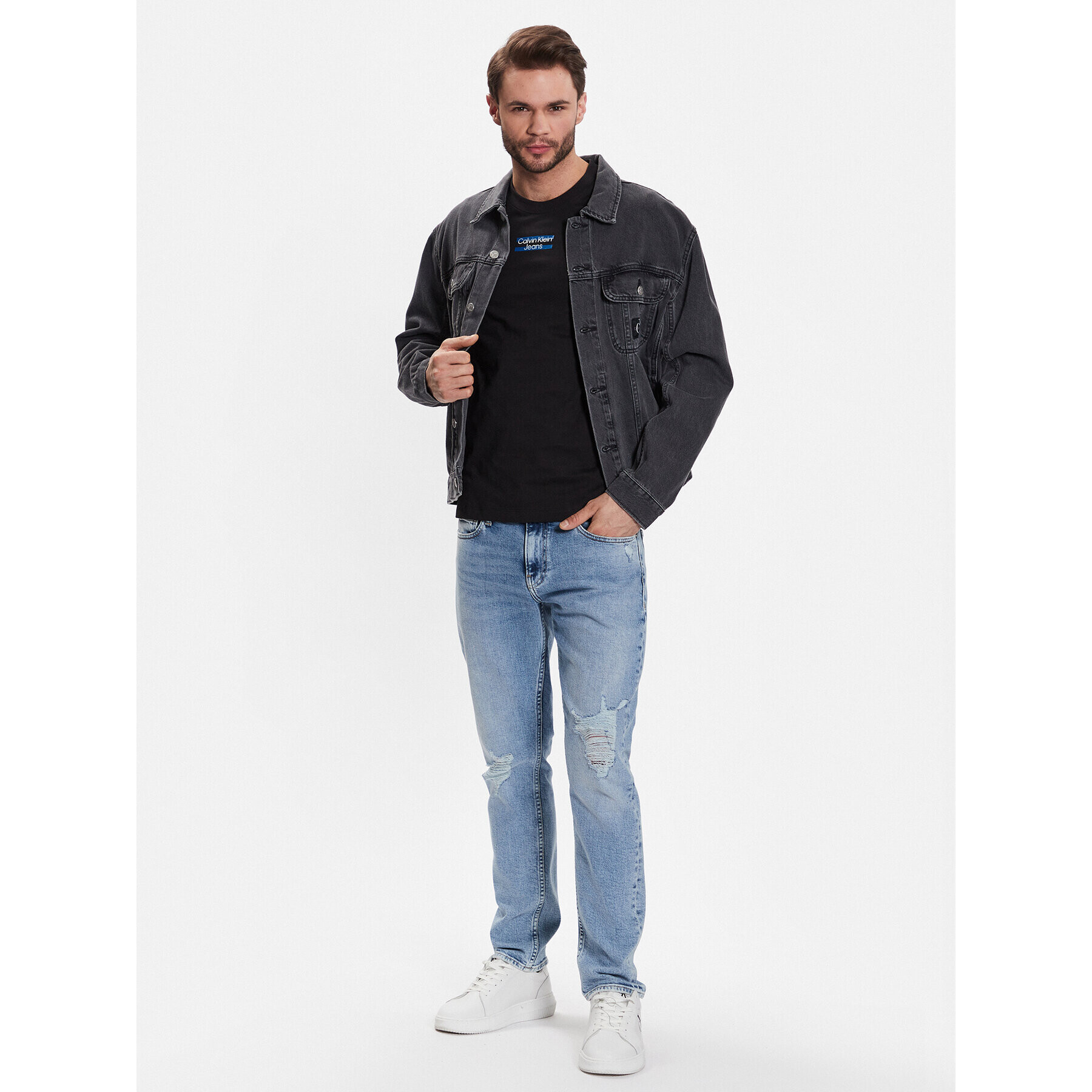 Calvin Klein Jeans Тишърт J30J322872 Черен Regular Fit - Pepit.bg