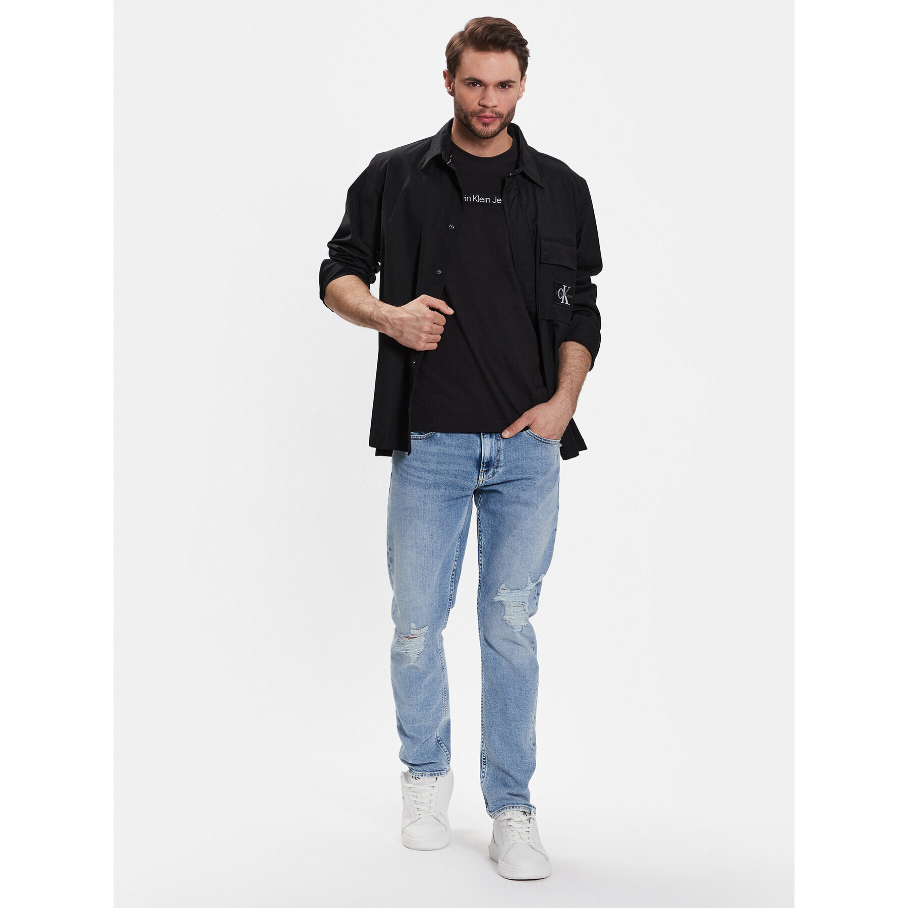 Calvin Klein Jeans Тишърт J30J323253 Черен Regular Fit - Pepit.bg