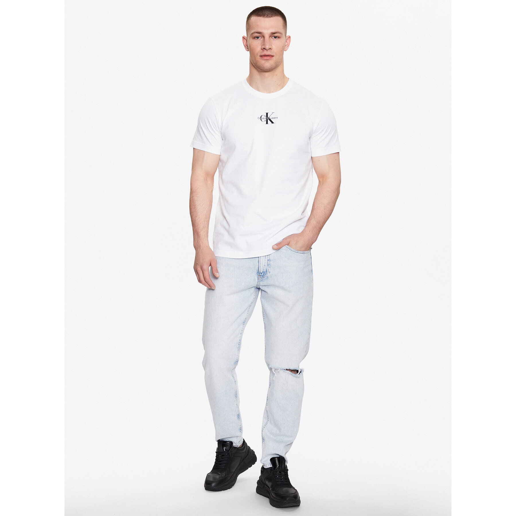 Calvin Klein Jeans Тишърт J30J323483 Бял Regular Fit - Pepit.bg