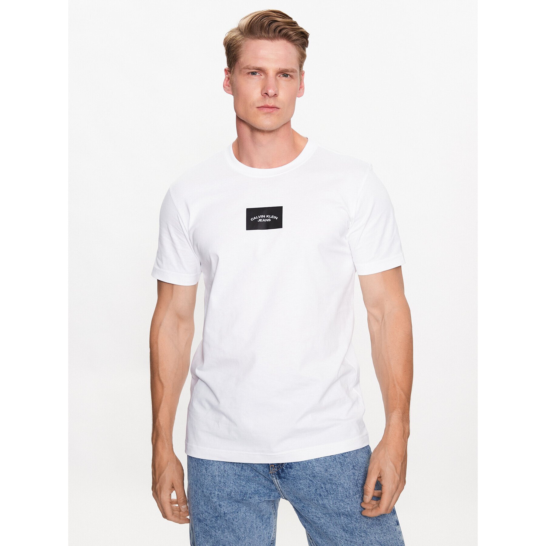 Calvin Klein Jeans Тишърт J30J323523 Бял Regular Fit - Pepit.bg