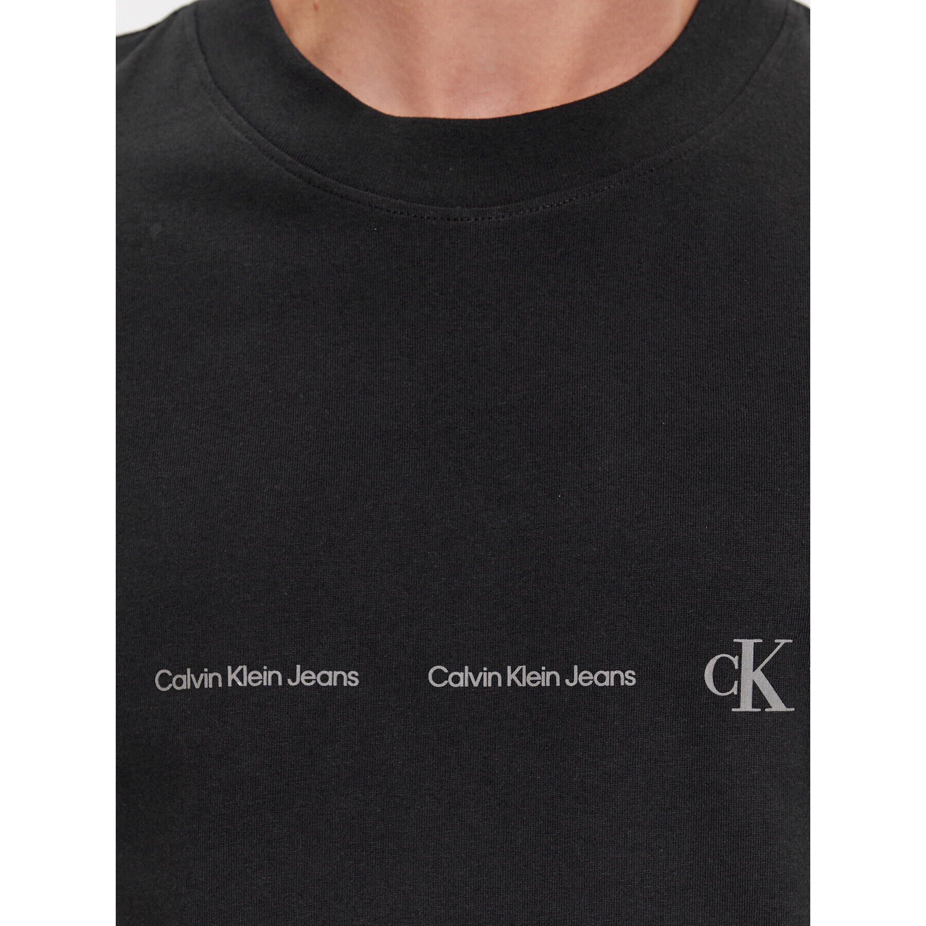 Calvin Klein Jeans Тишърт Logo Repeat J30J324668 Черен Regular Fit - Pepit.bg