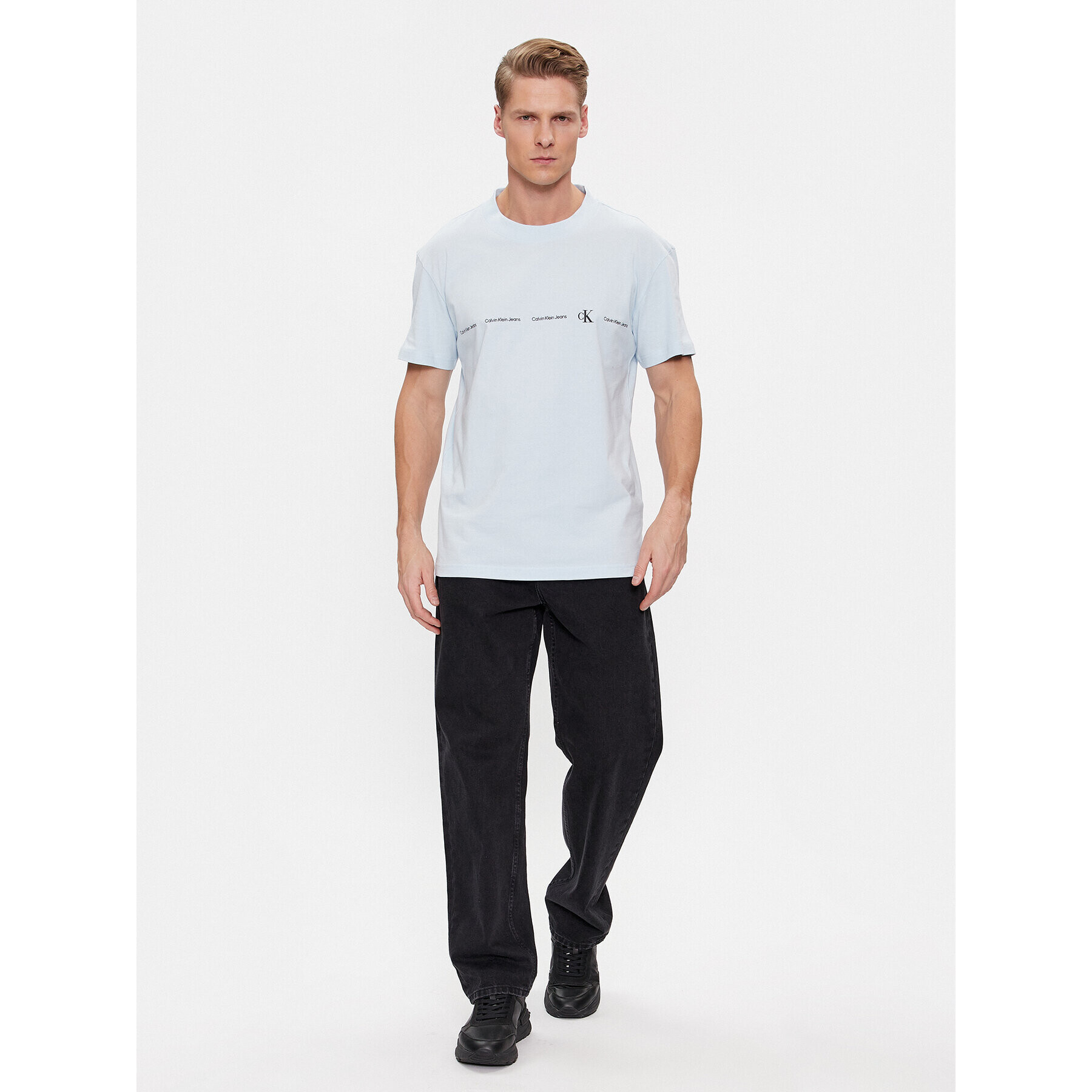 Calvin Klein Jeans Тишърт Logo Repeat J30J324668 Син Regular Fit - Pepit.bg
