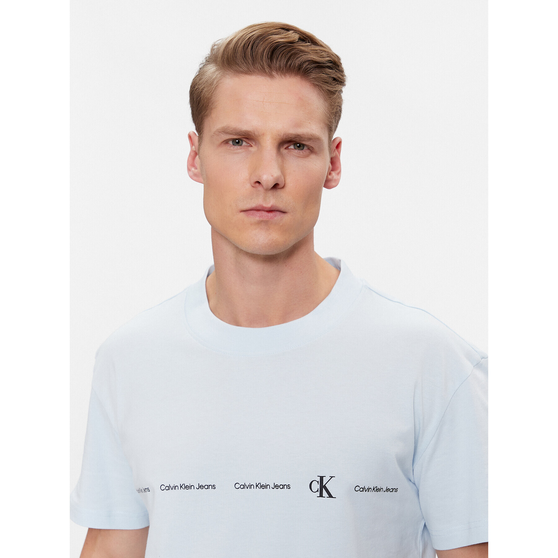 Calvin Klein Jeans Тишърт Logo Repeat J30J324668 Син Regular Fit - Pepit.bg
