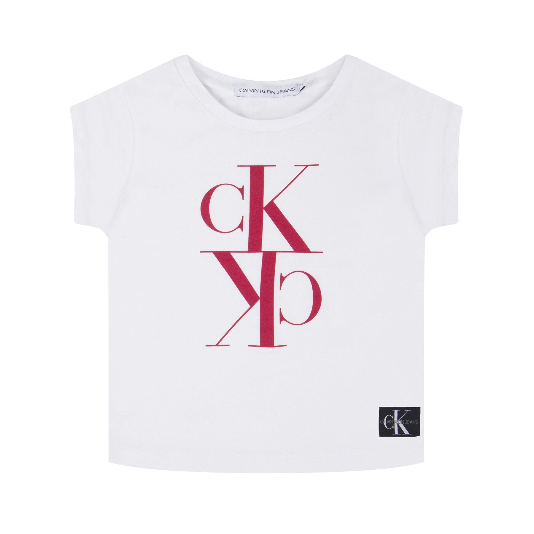 Calvin Klein Jeans Тишърт Monogram Cropped IG0IG00419 Бял Regular Fit - Pepit.bg