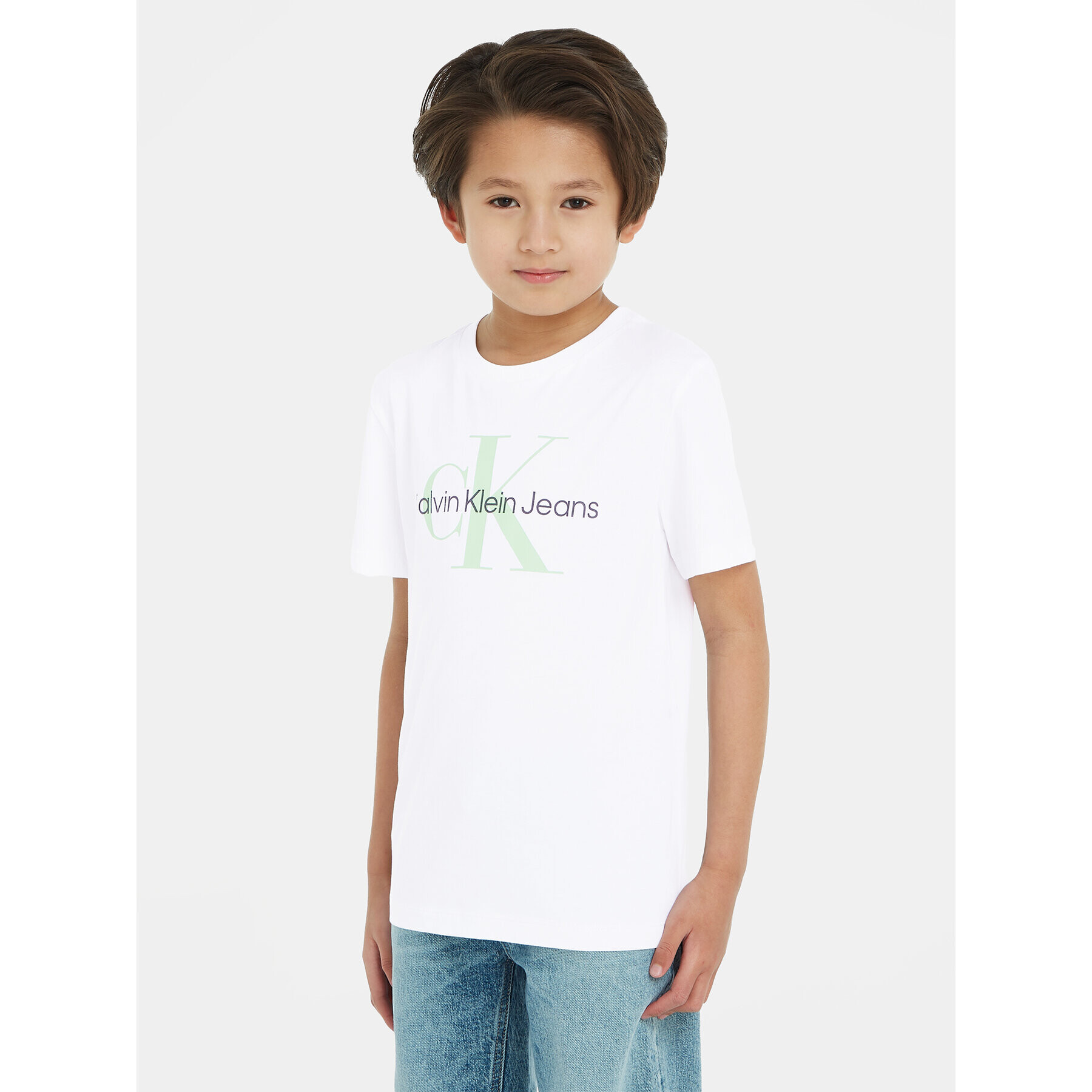 Calvin Klein Jeans Тишърт Monogram IU0IU00460 Бял Regular Fit - Pepit.bg
