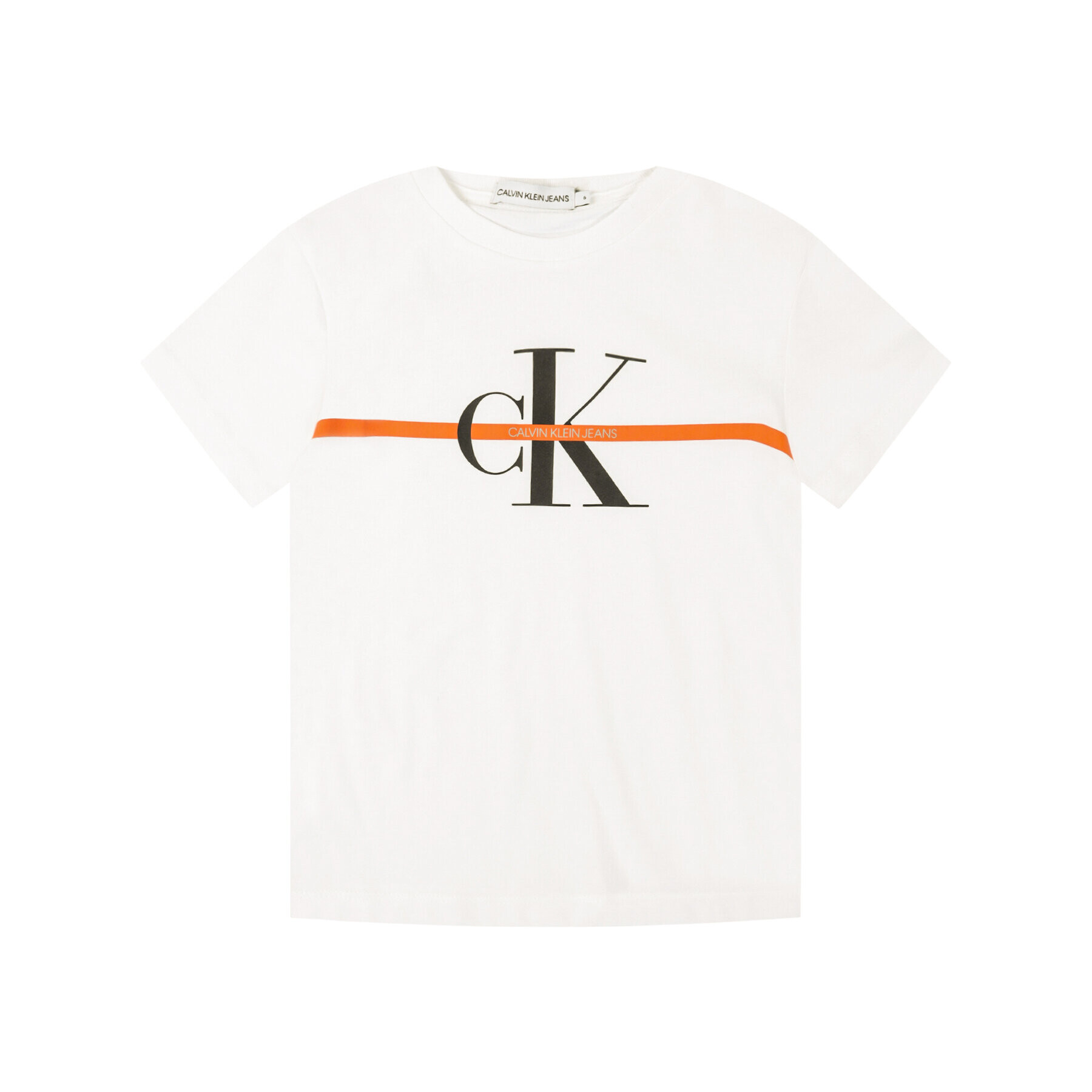 Calvin Klein Jeans Тишърт Monogram Stripe IB0IB00448 Бял Regular Fit - Pepit.bg
