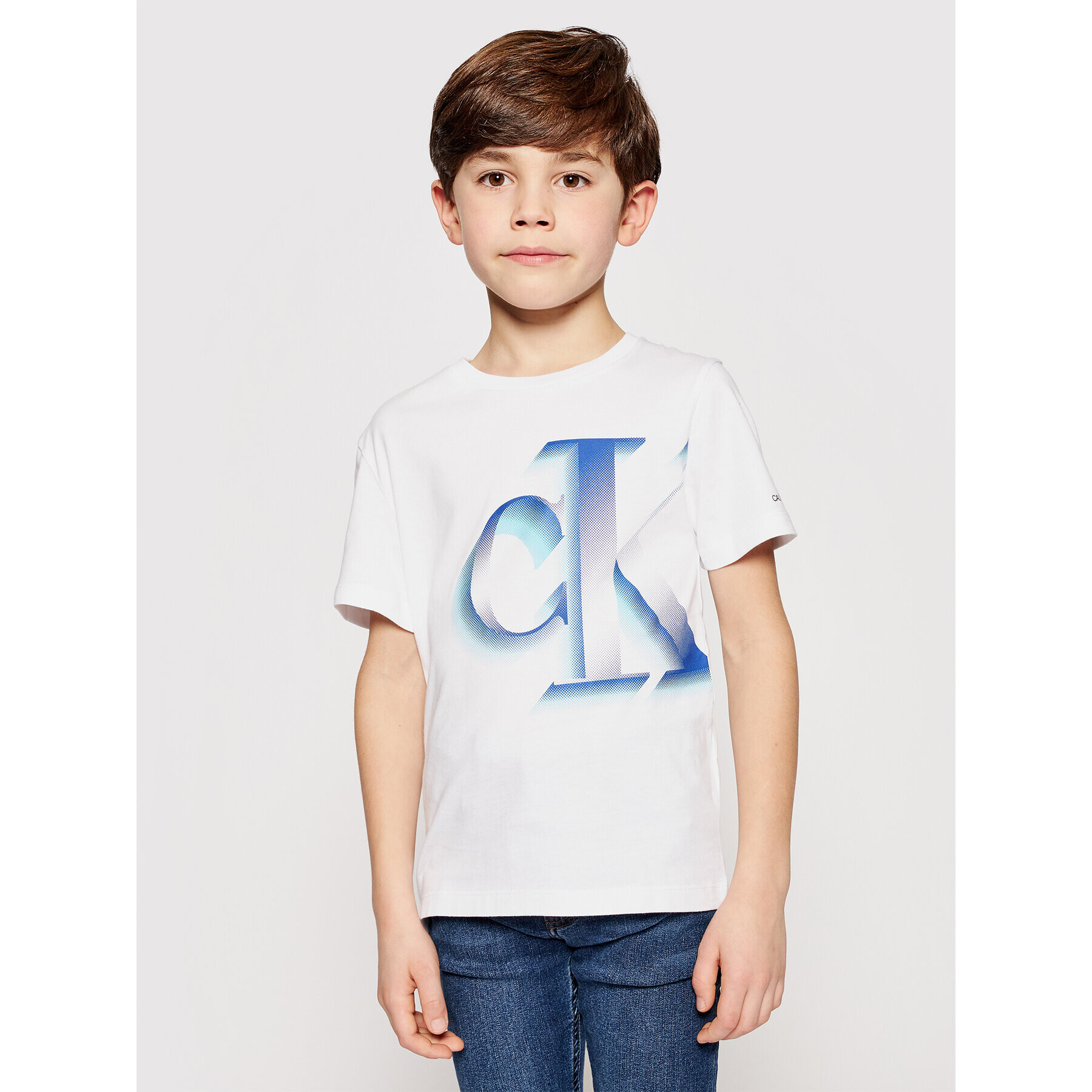 Calvin Klein Jeans Тишърт Pixelated Monogram IB0IB00850 Бял Regular Fit - Pepit.bg