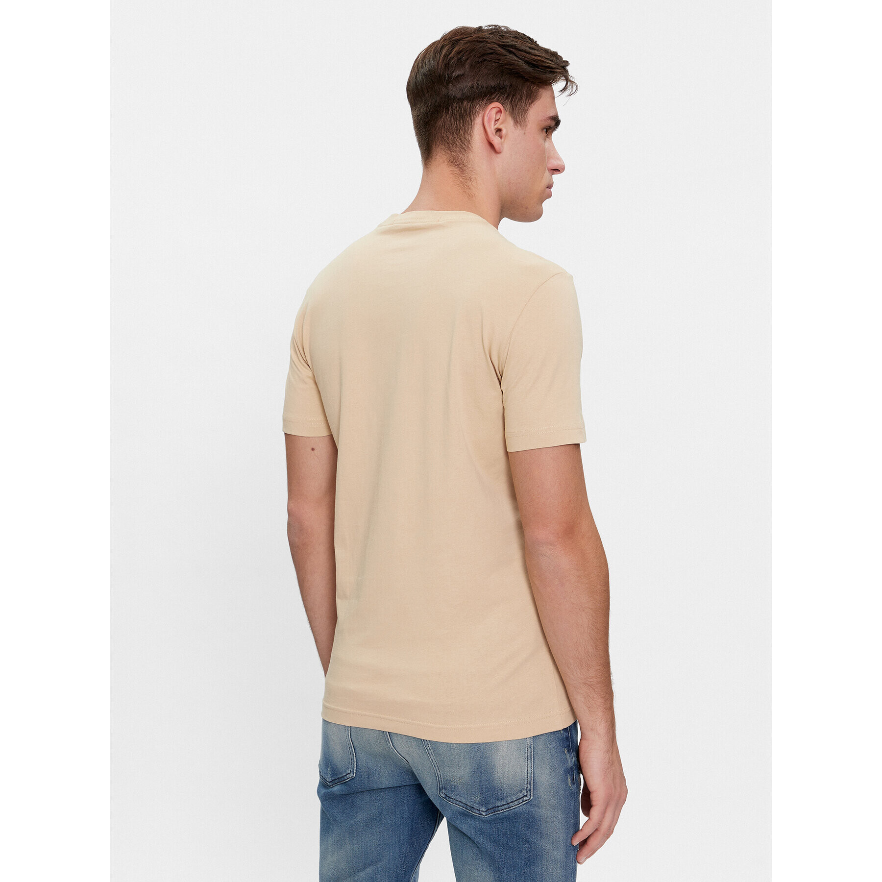 Calvin Klein Jeans Тишърт Stacked Box Tee J30J324647 Бежов Slim Fit - Pepit.bg