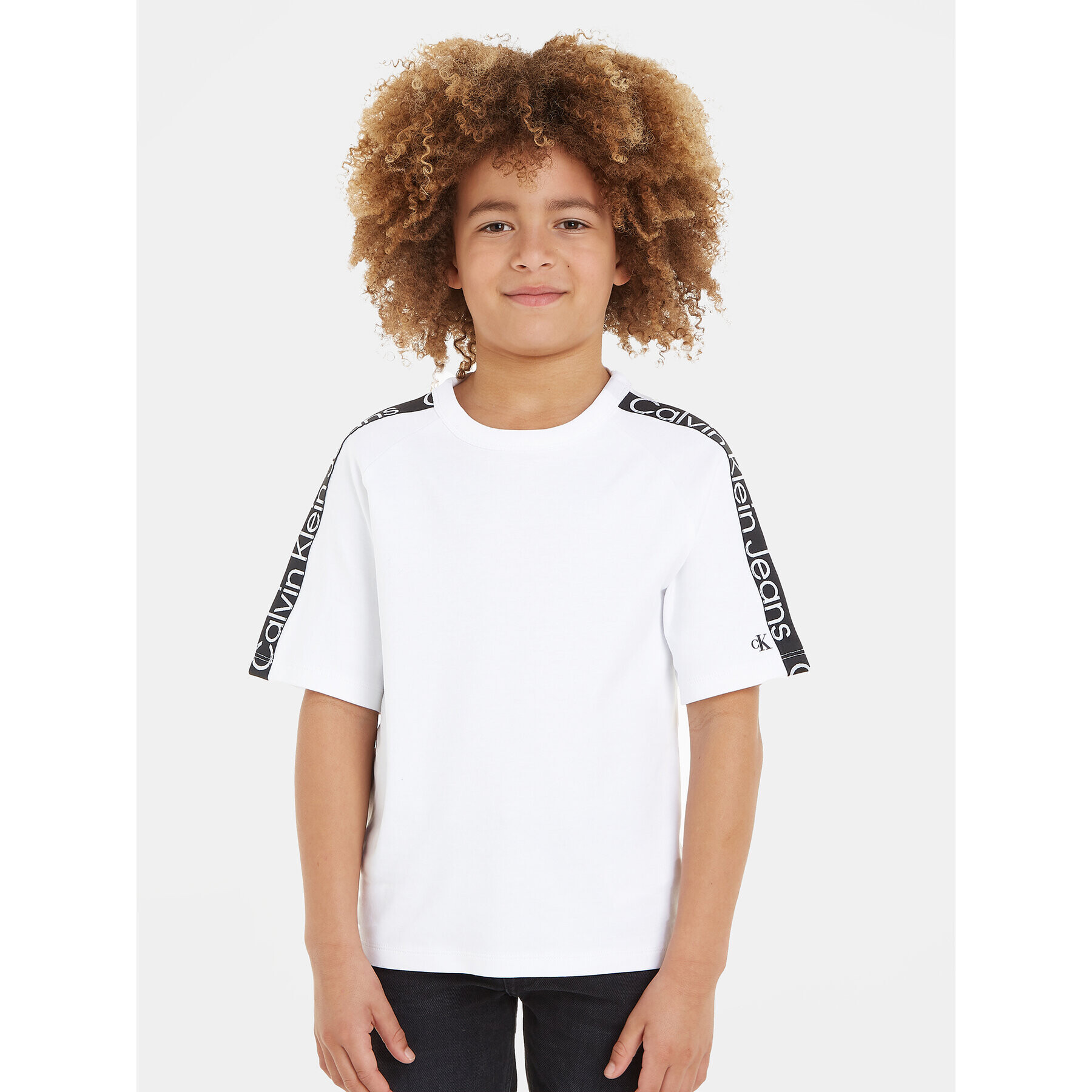 Calvin Klein Jeans Тишърт Tape IB0IB01877 Бял Regular Fit - Pepit.bg