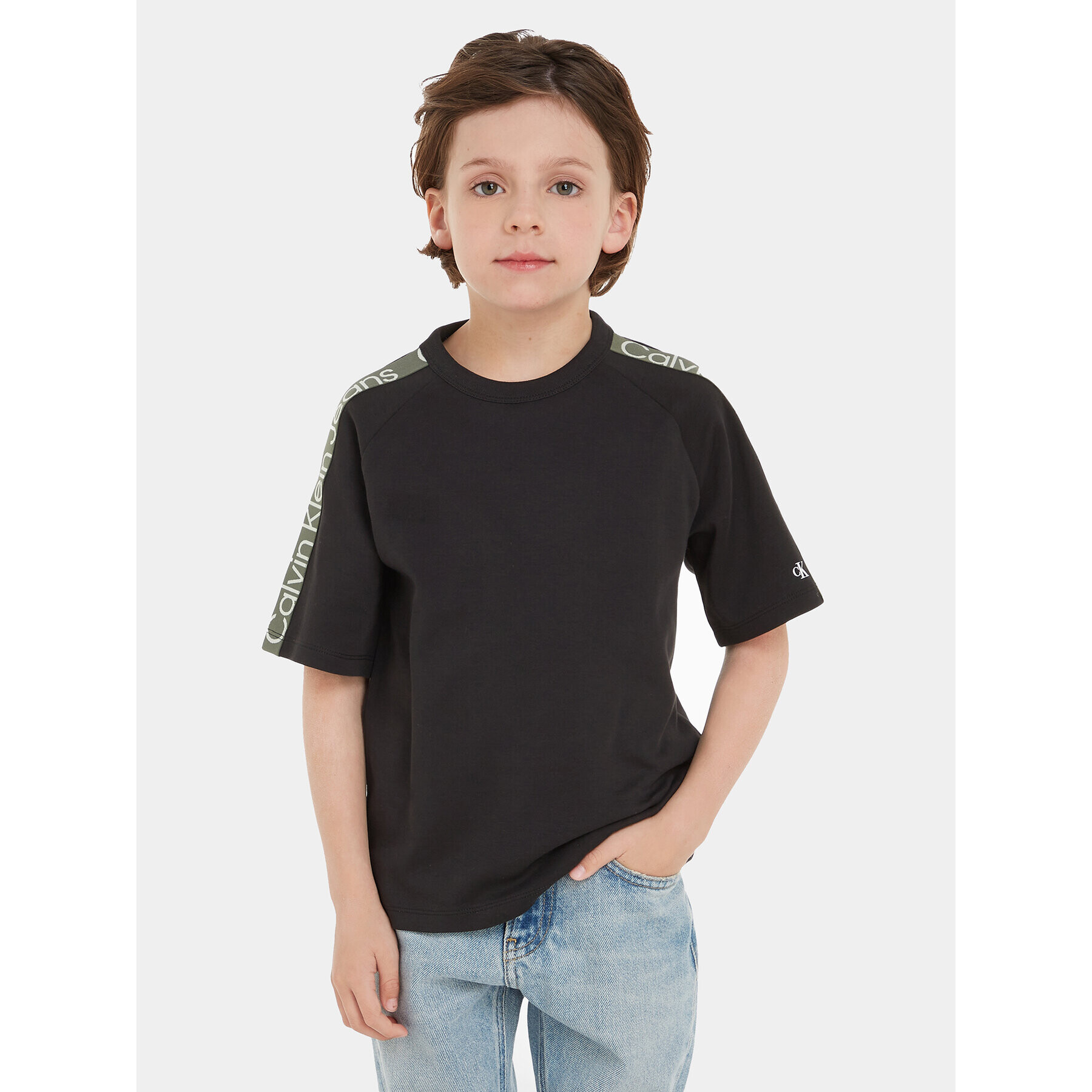 Calvin Klein Jeans Тишърт Tape IB0IB01877 Черен Regular Fit - Pepit.bg