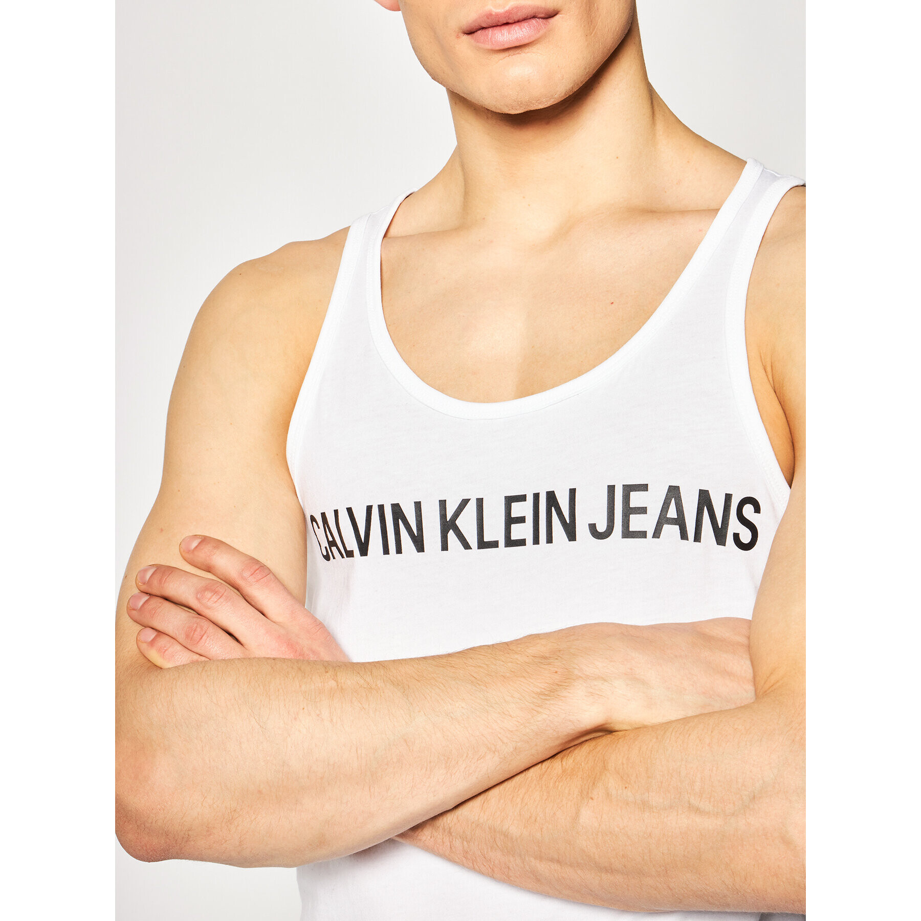 Calvin Klein Jeans Топ Institutional J30J315249 Бял Regular Fit - Pepit.bg