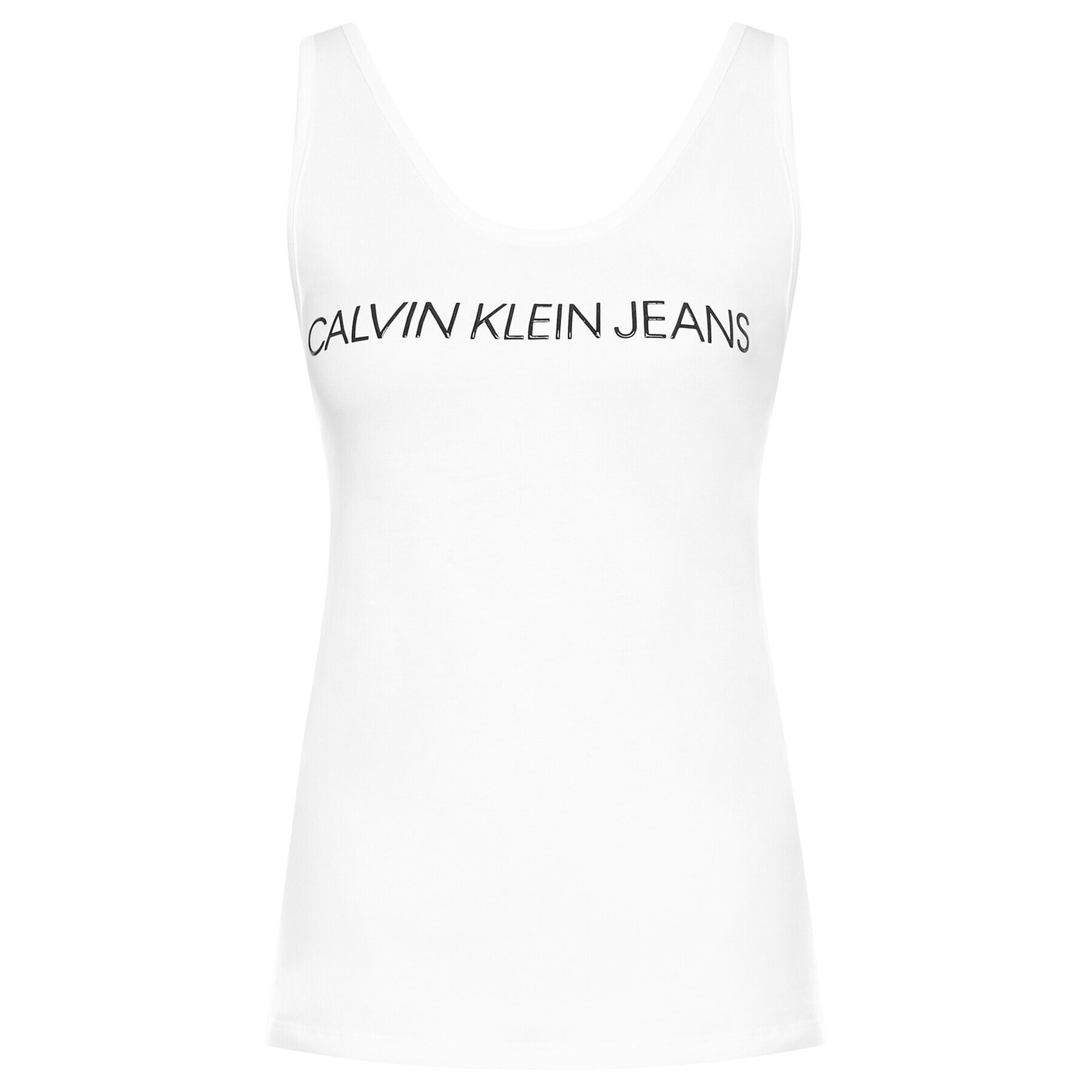 Calvin Klein Jeans Топ Institutional Logo J20J213051 Бял Regular Fit - Pepit.bg