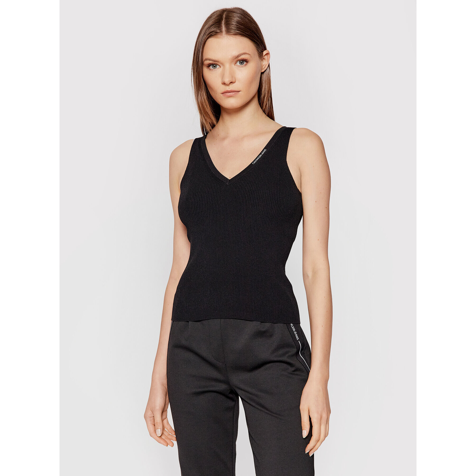 Calvin Klein Jeans топ J20J217142 Черен Slim Fit - Pepit.bg