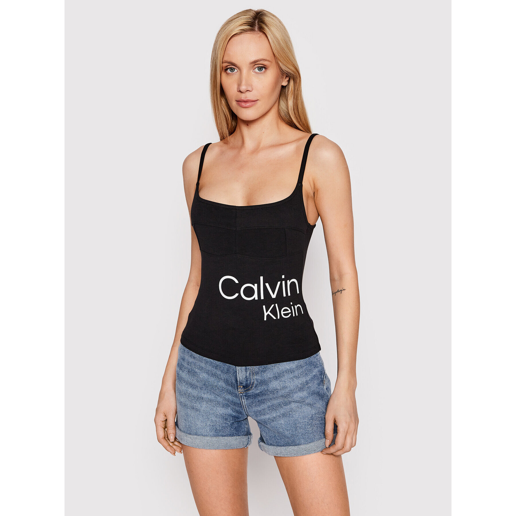 Calvin Klein Jeans топ J20J219131 Черен Slim Fit - Pepit.bg