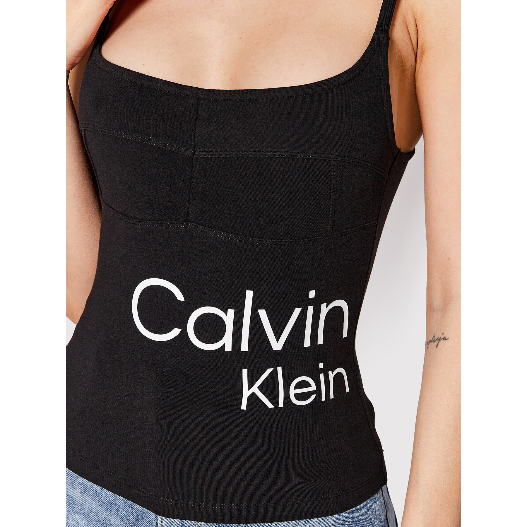 Calvin Klein Jeans топ J20J219131 Черен Slim Fit - Pepit.bg