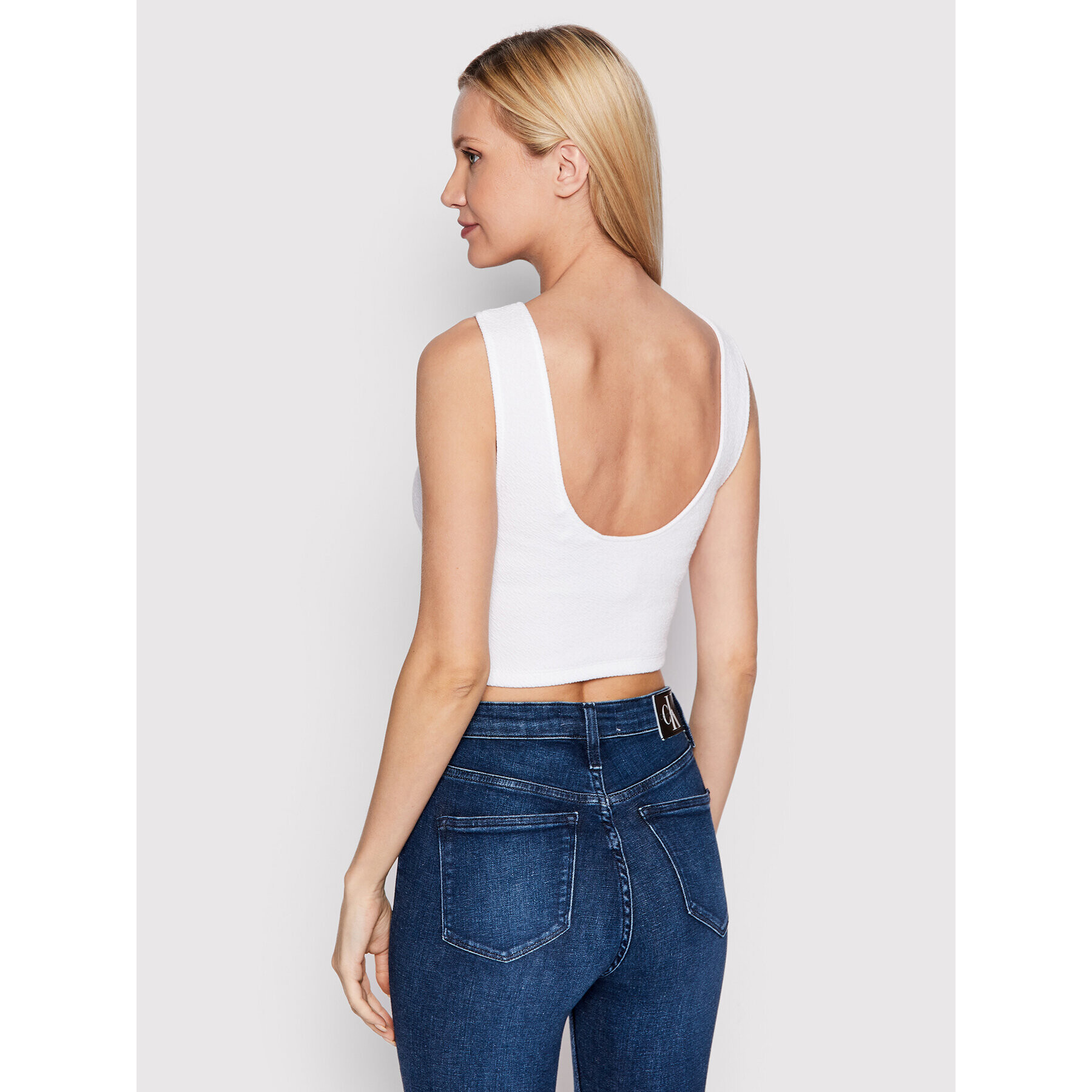 Calvin Klein Jeans топ J20J219659 Бял Slim Fit - Pepit.bg