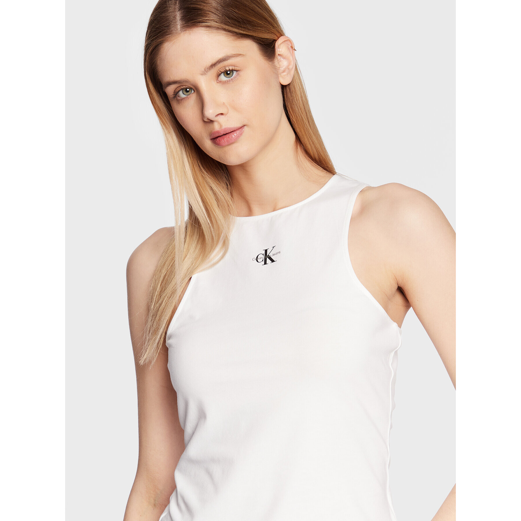 Calvin Klein Jeans топ J20J220765 Бял Regular Fit - Pepit.bg