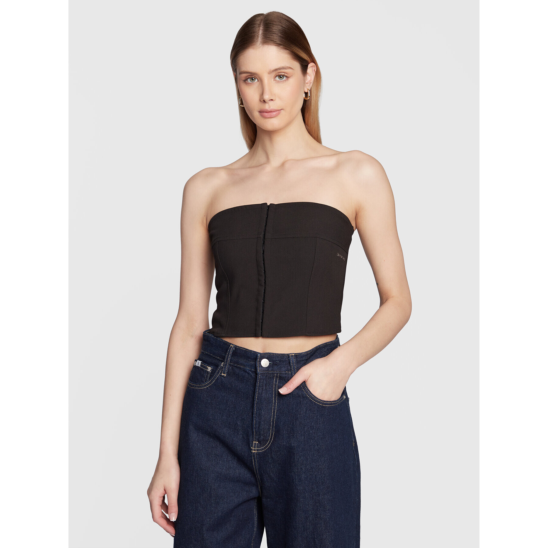 Calvin Klein Jeans топ J20J220947 Черен Slim Fit - Pepit.bg