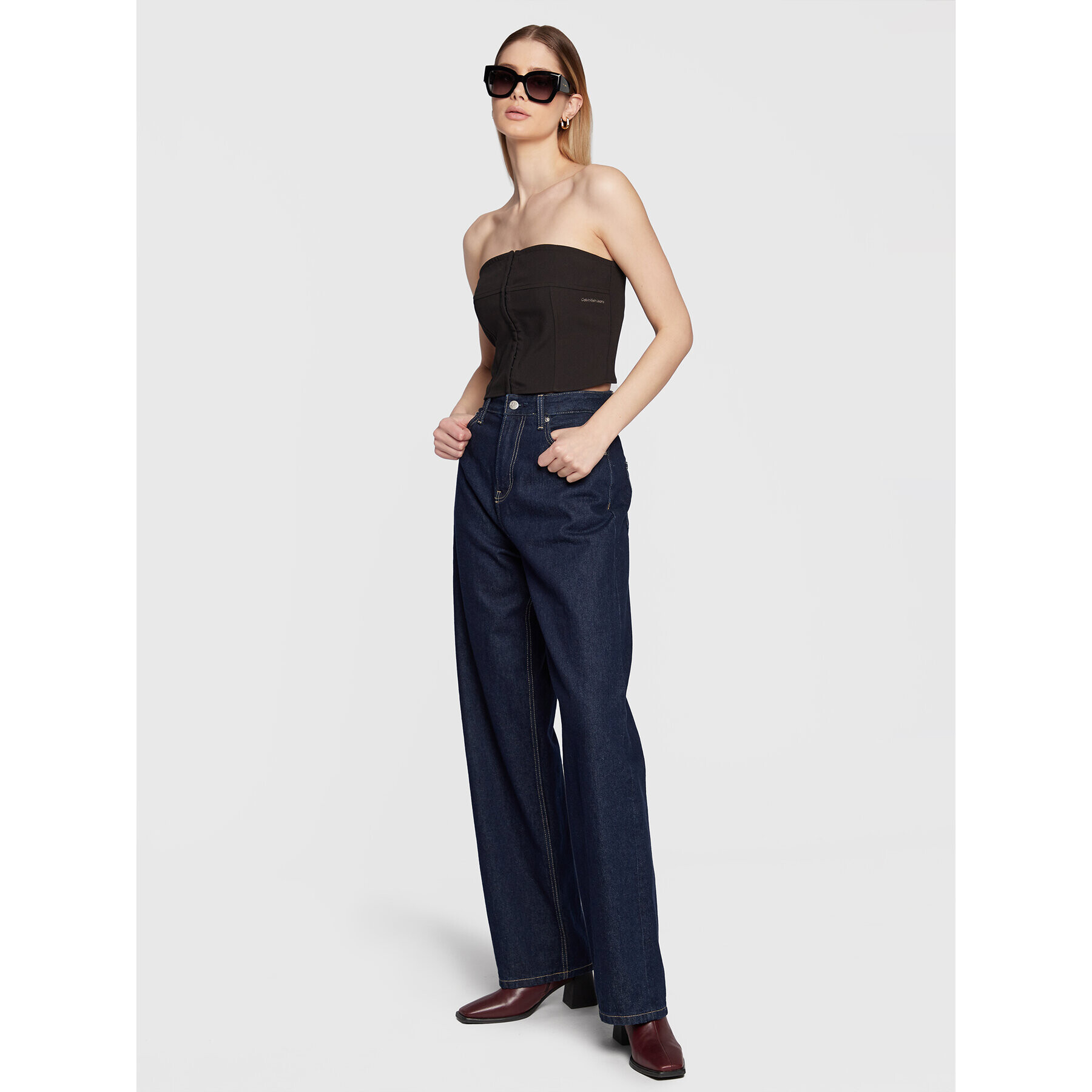 Calvin Klein Jeans топ J20J220947 Черен Slim Fit - Pepit.bg