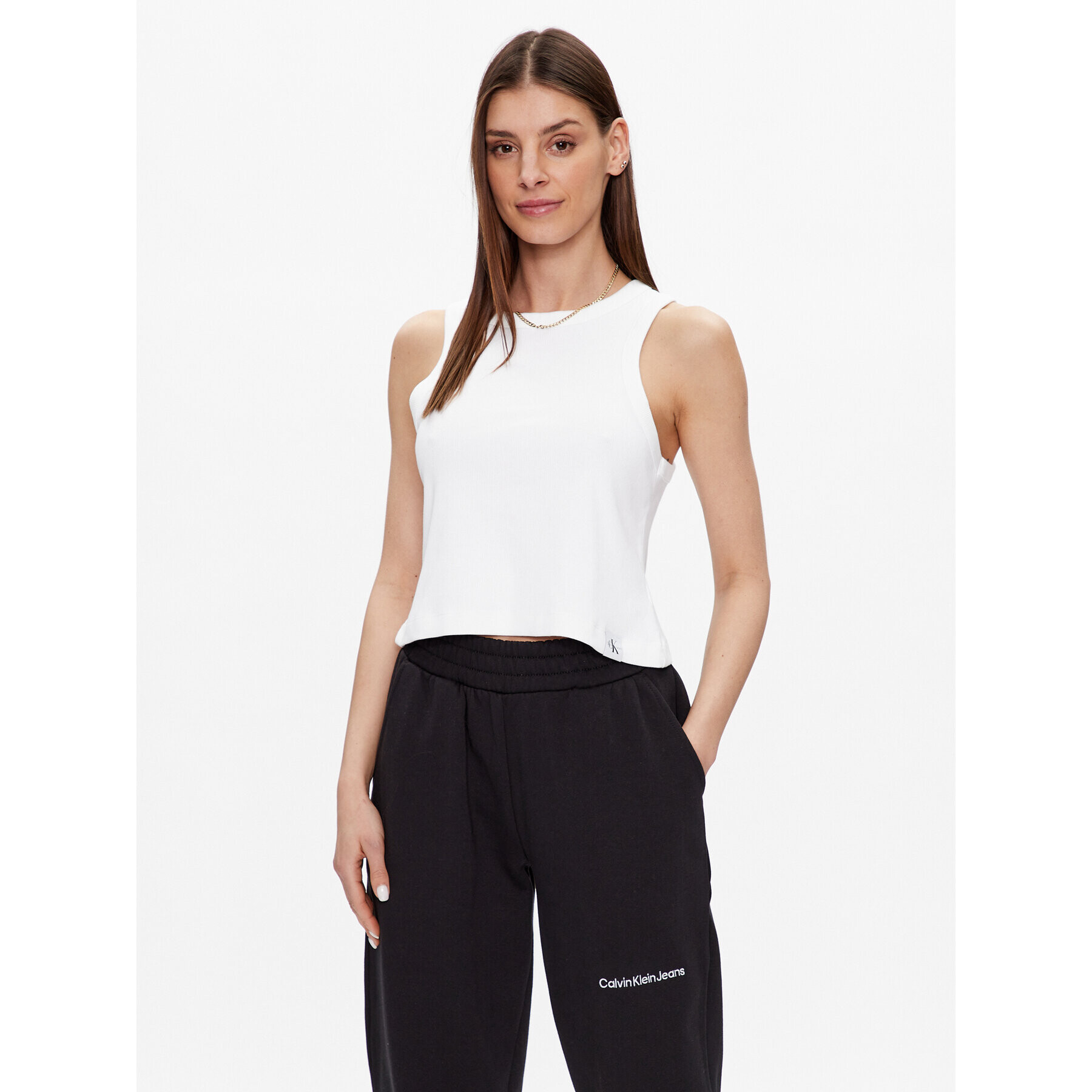 Calvin Klein Jeans топ J20J221055 Бял Regular Fit - Pepit.bg
