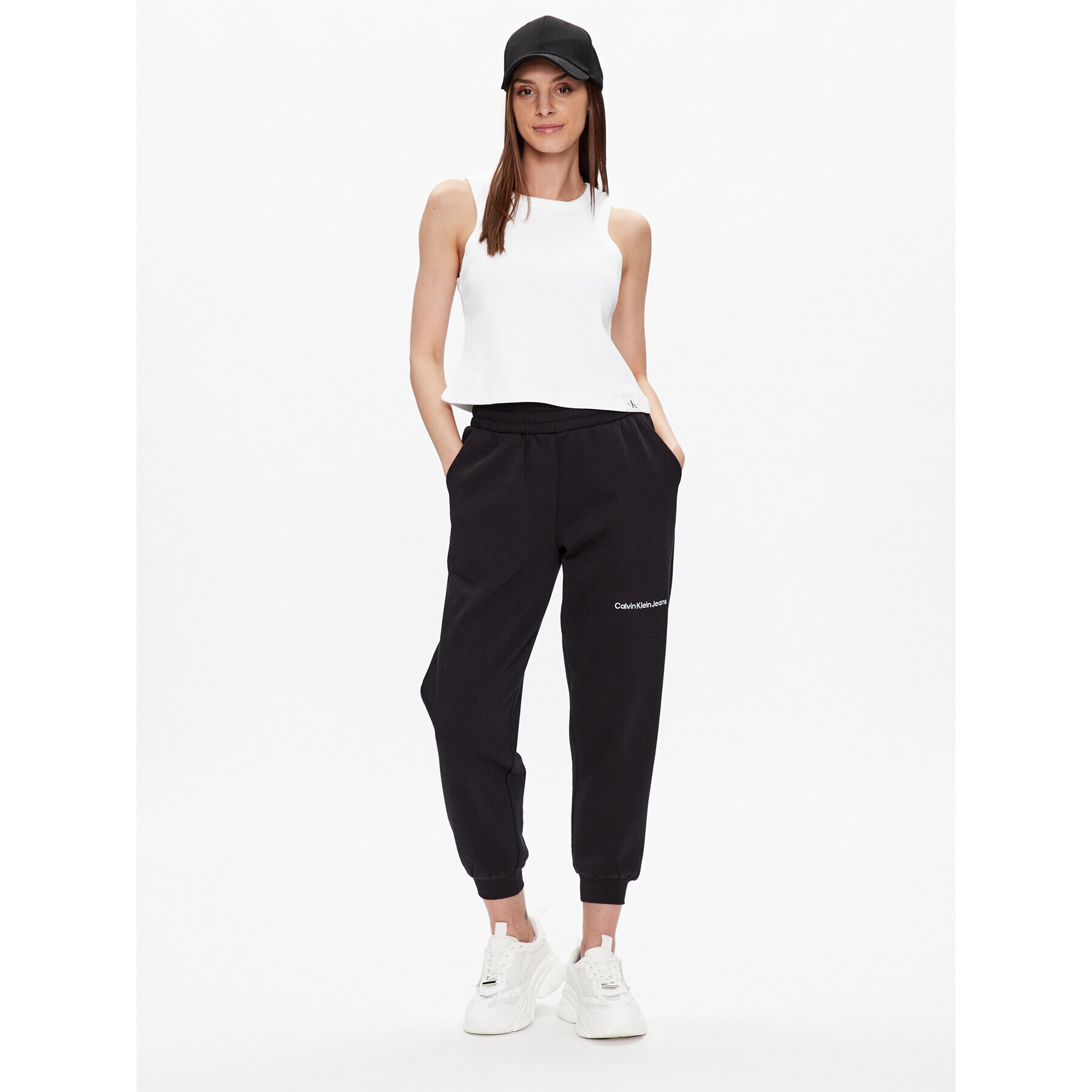Calvin Klein Jeans топ J20J221055 Бял Regular Fit - Pepit.bg