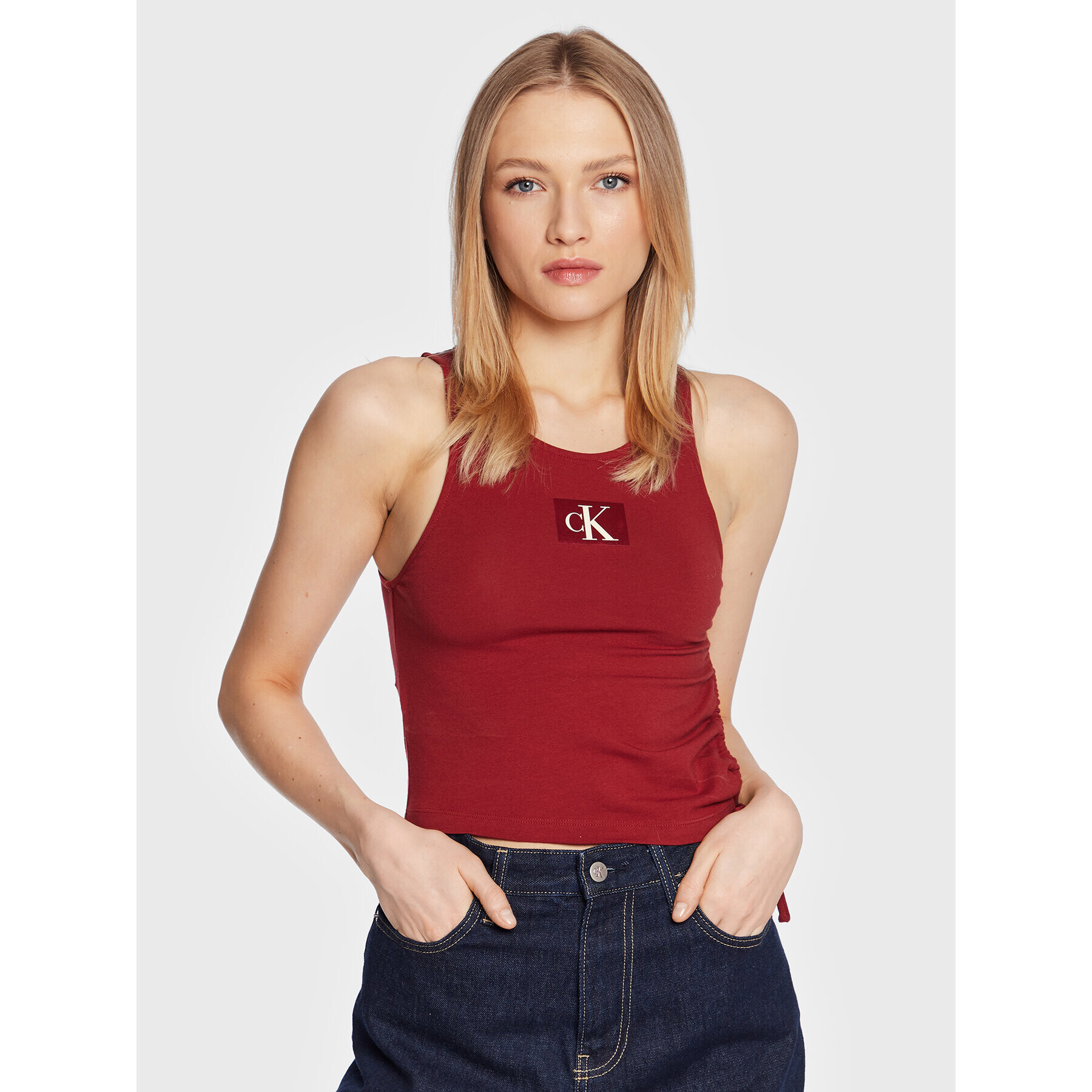 Calvin Klein Jeans топ J20J221062 Бордо Regular Fit - Pepit.bg