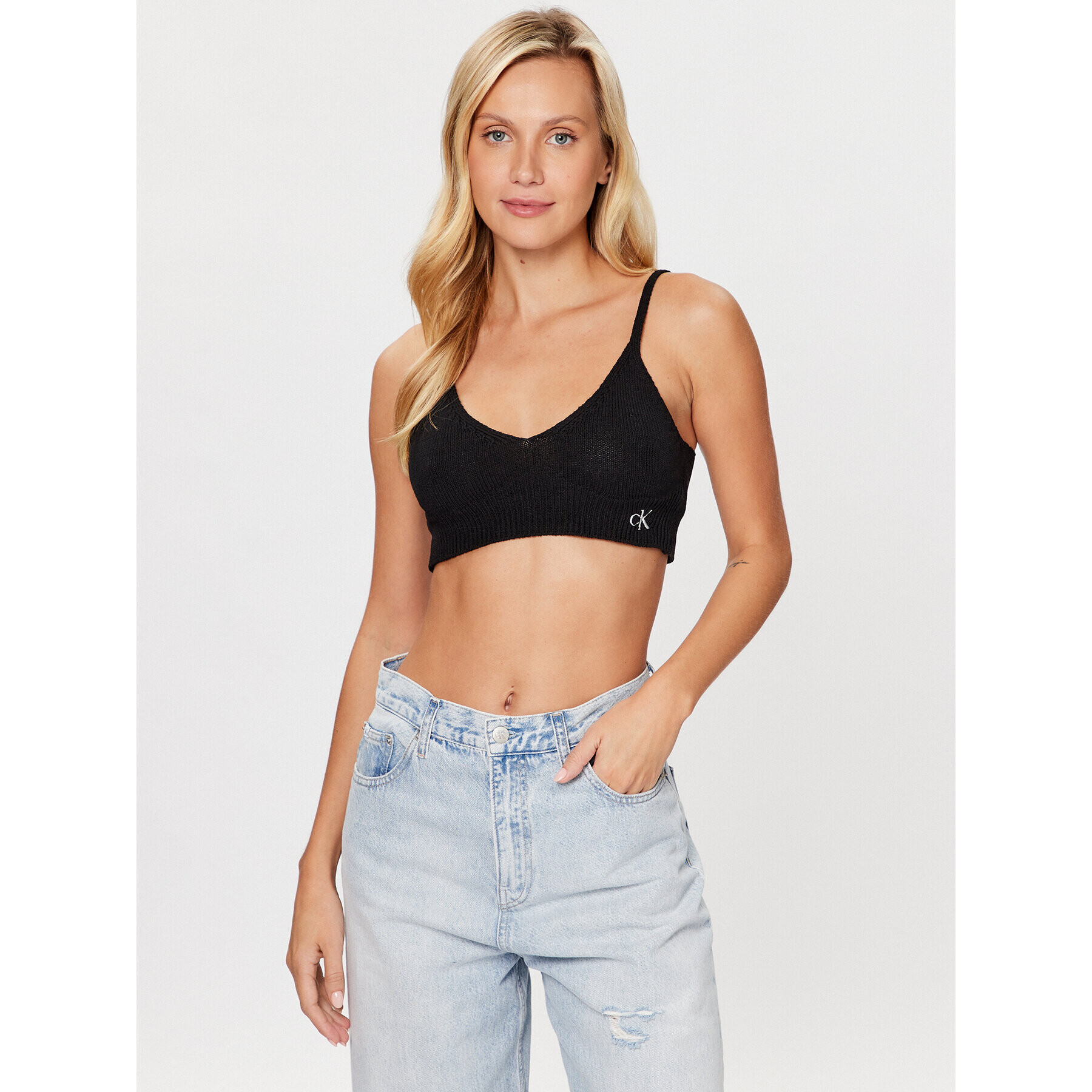 Calvin Klein Jeans топ J20J221345 Черен Regular Fit - Pepit.bg