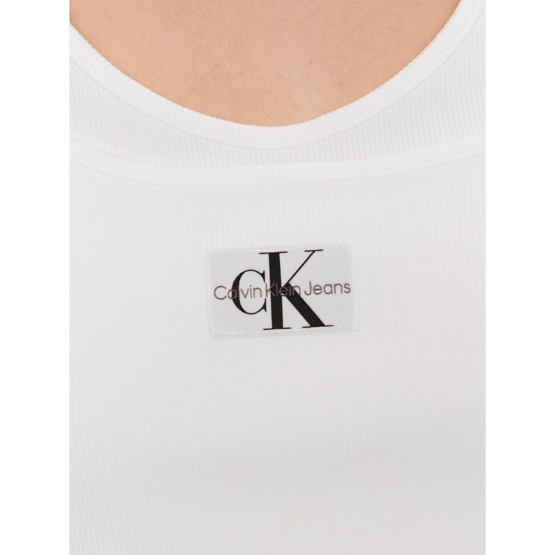 Calvin Klein Jeans топ J20J221430 Бял Regular Fit - Pepit.bg