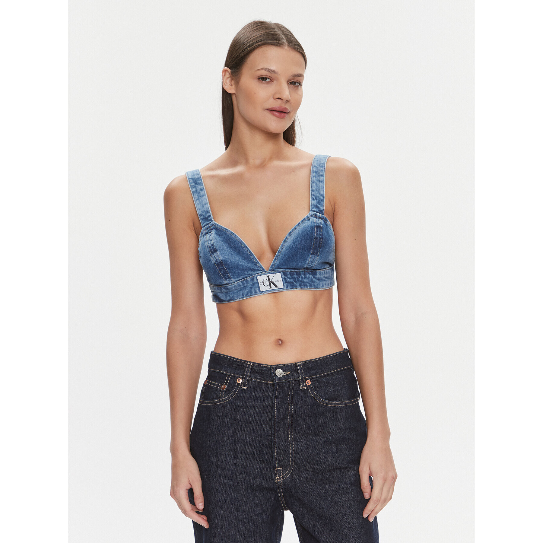Calvin Klein Jeans топ J20J222475 Син Slim Fit - Pepit.bg
