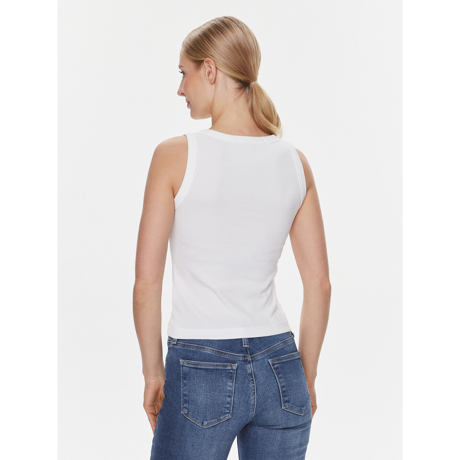 Calvin Klein Jeans топ J20J222566 Бял Slim Fit - Pepit.bg