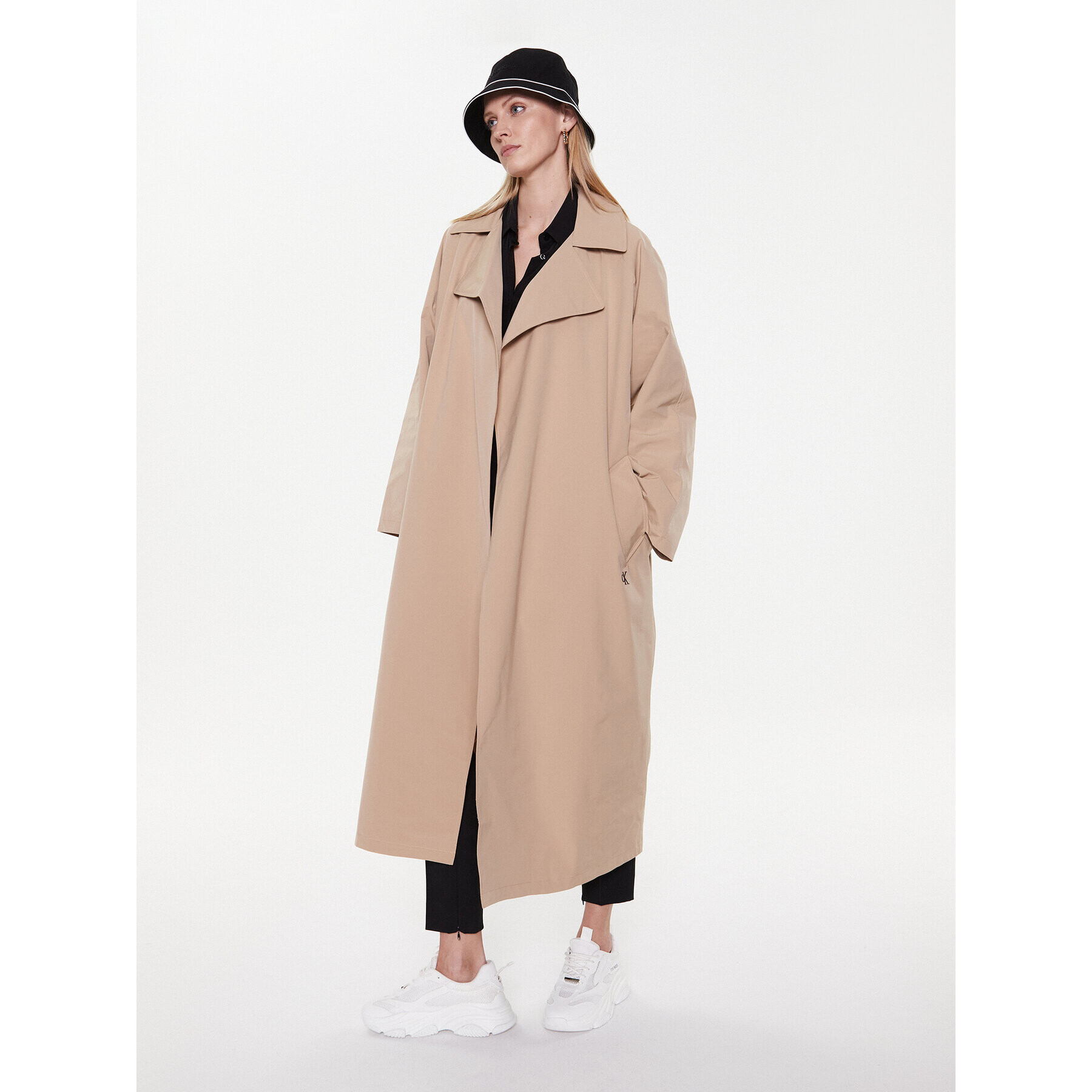 Calvin Klein Jeans Тренч J20J220337 Бежов Oversize - Pepit.bg