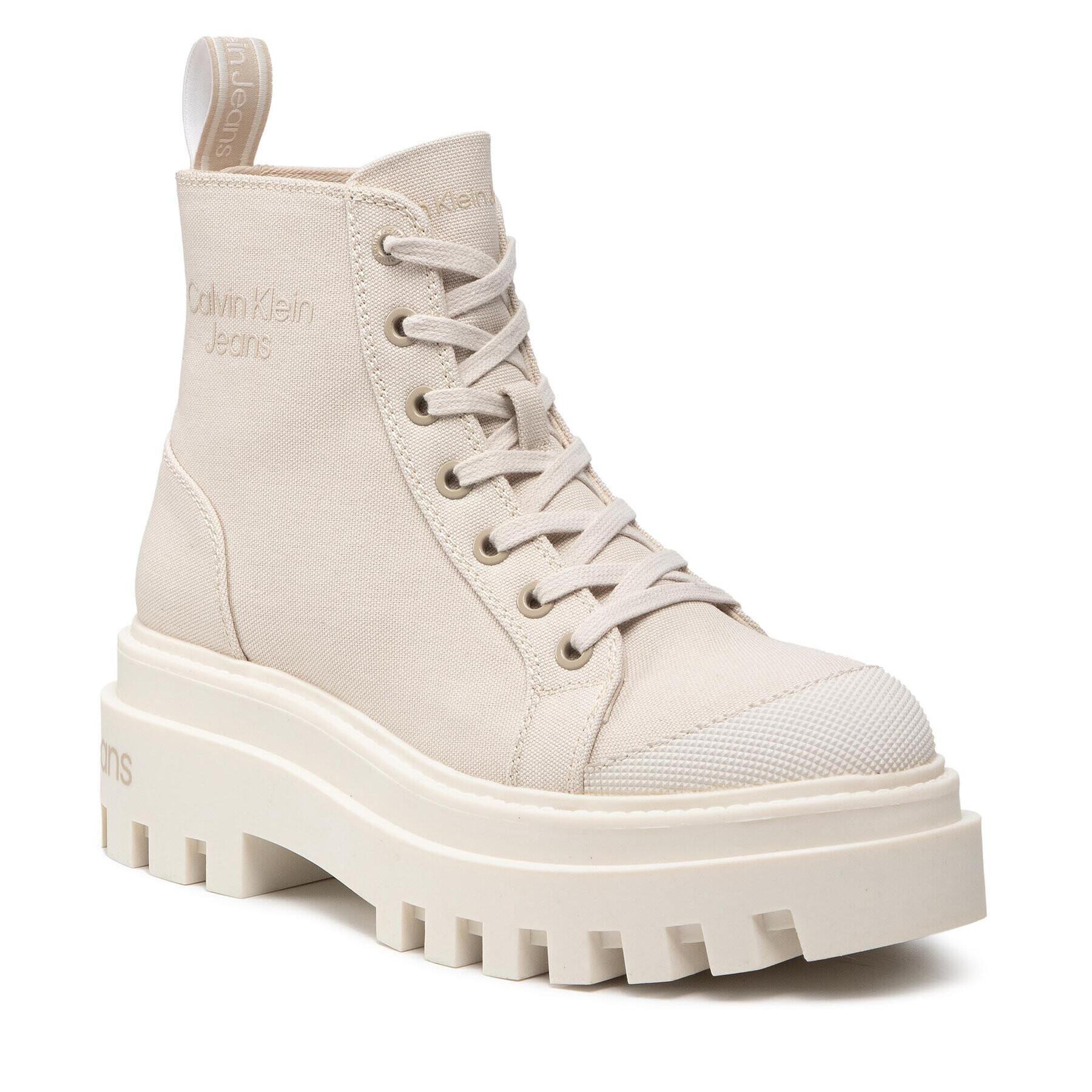 Calvin Klein Jeans Туристически oбувки Canvas Laceup Boot YW0YW00582 Бежов - Pepit.bg