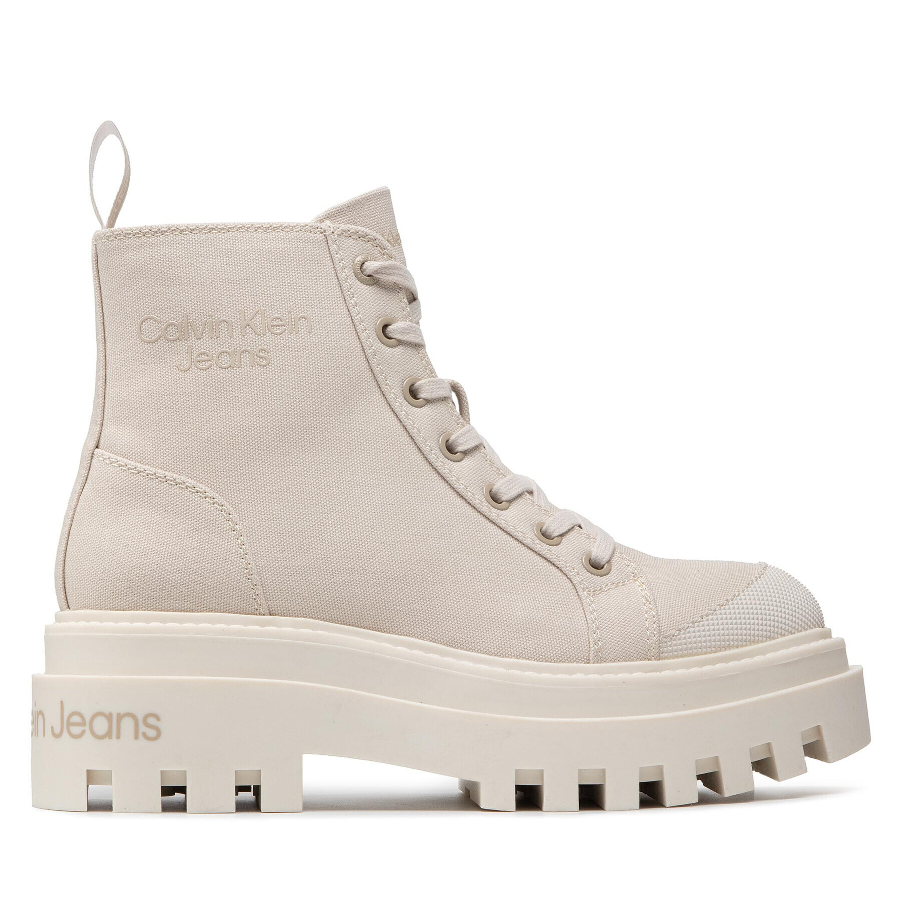 Calvin Klein Jeans Туристически oбувки Canvas Laceup Boot YW0YW00582 Бежов - Pepit.bg