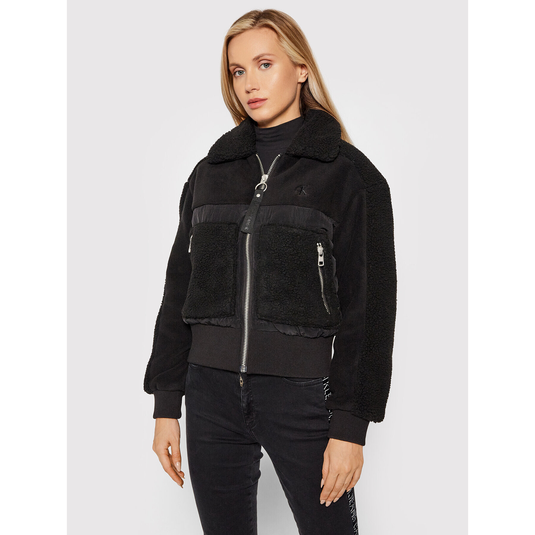 Calvin Klein Jeans Яке бомбър J20J215534 Черен Regular Fit - Pepit.bg