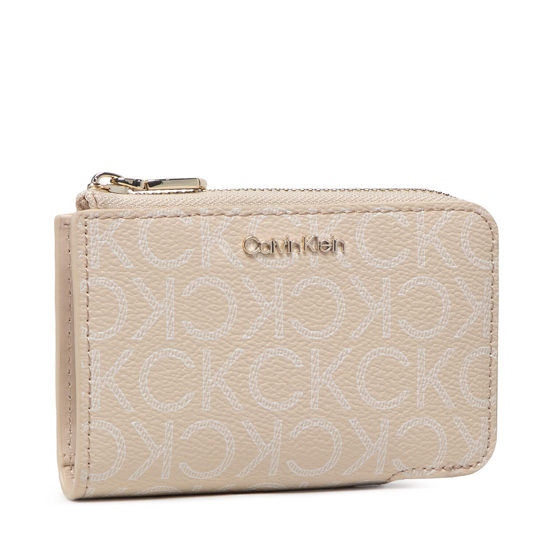 Calvin Klein Калъф за кредитни карти Ck Must Z/A Sm W/Cardslot Mono K60K609436 Бежов - Pepit.bg