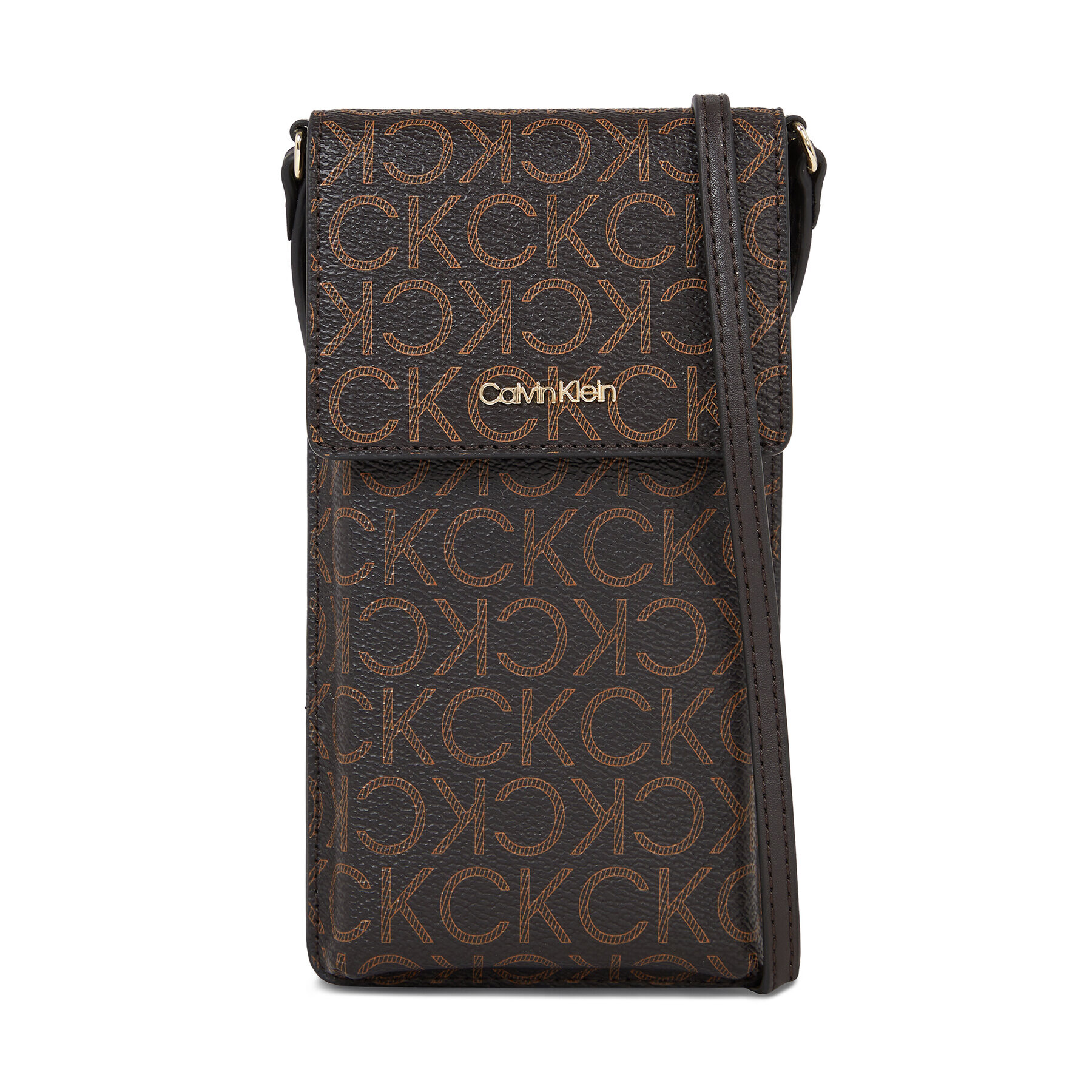 Calvin Klein Калъф за телефон Ck Must Phone Pouch Xbody-Mono K60K611323 Кафяв - Pepit.bg