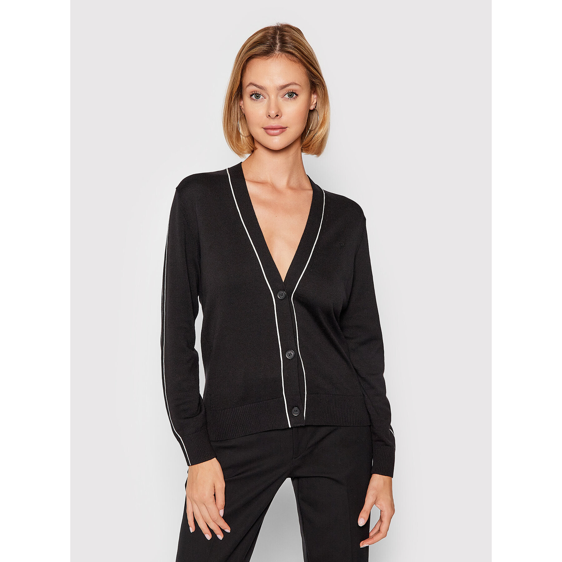 Calvin Klein Кардиган Silk K20K203042 Черен Regular Fit - Pepit.bg