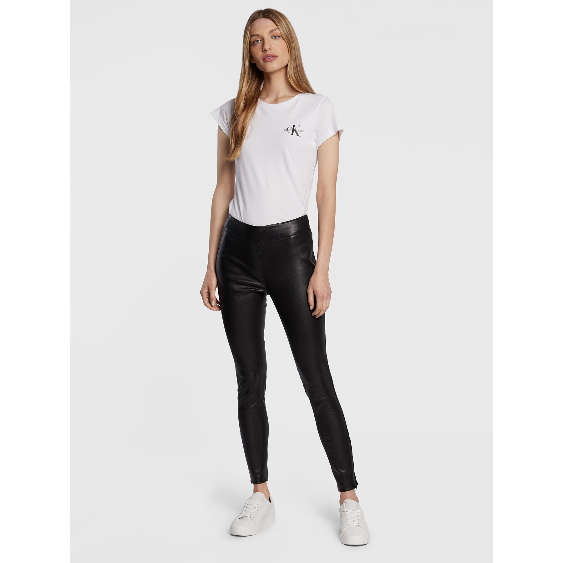 Calvin Klein Кожени панталони Essential K20K204168 Черен Slim Fit - Pepit.bg