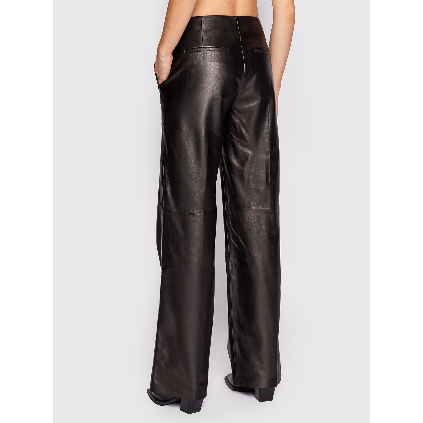 Calvin Klein Кожени панталони K20K204169 Черен Regular Fit - Pepit.bg