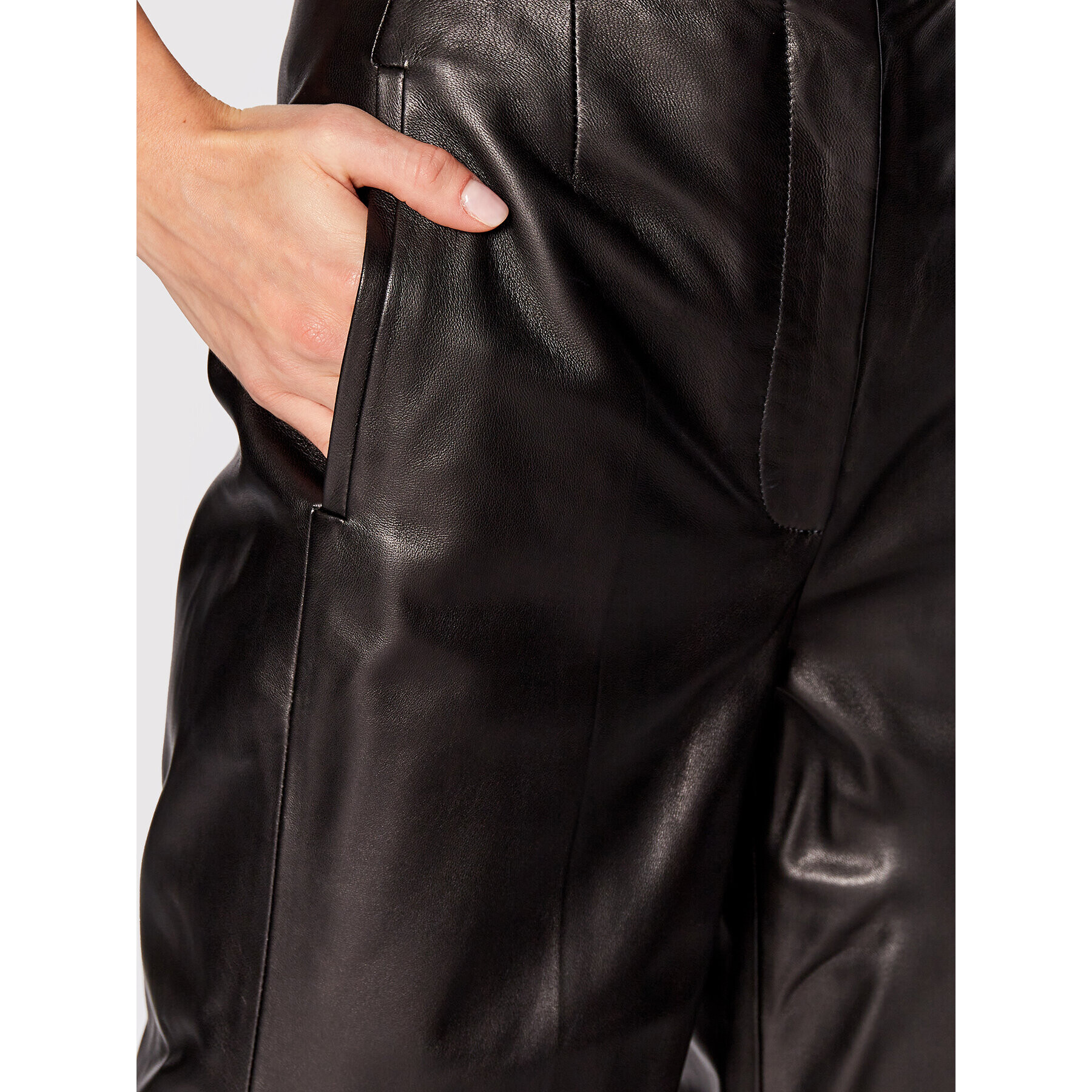Calvin Klein Кожени панталони K20K204169 Черен Regular Fit - Pepit.bg