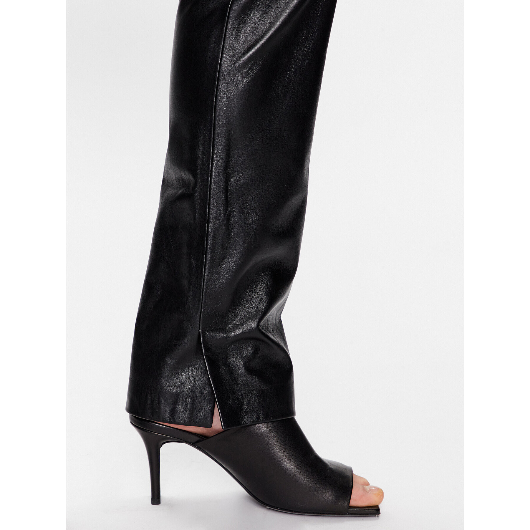 Calvin Klein Кожени панталони K20K205487 Черен Regular Fit - Pepit.bg
