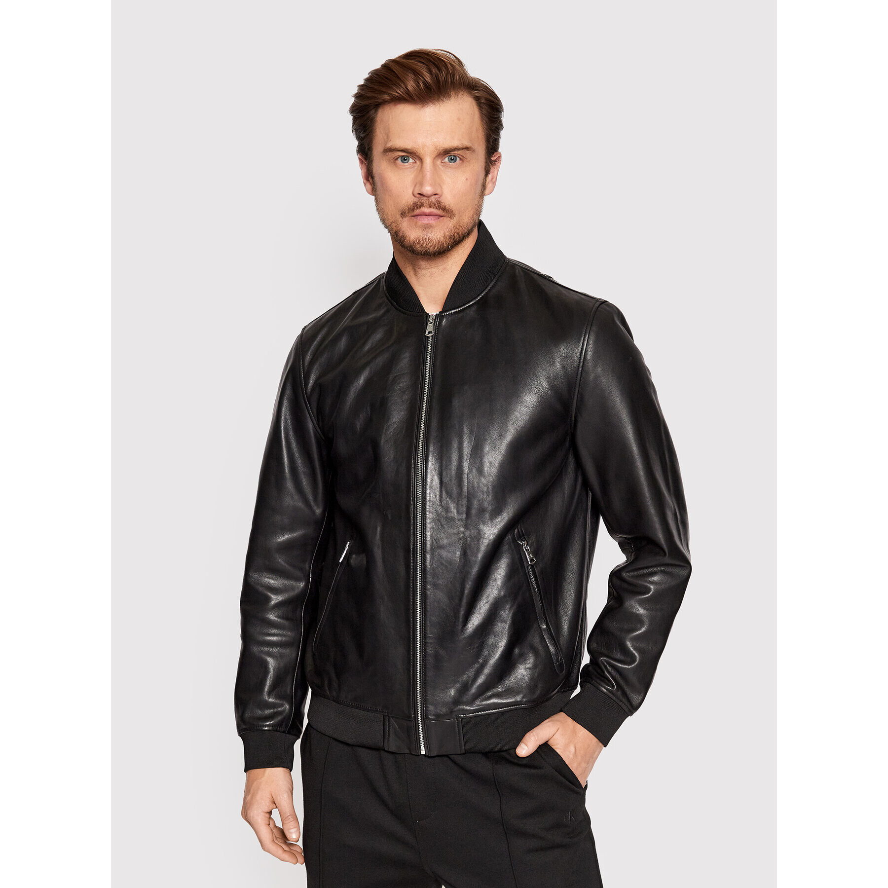 Calvin Klein Кожено яке K10K109418 Черен Regular Fit - Pepit.bg